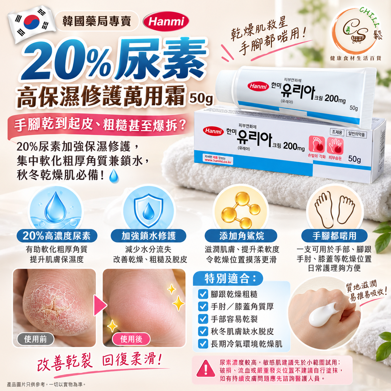 韓國藥局專賣Hanmi20%尿素高保濕修護萬用神霜50g - 預期10月下旬到貨