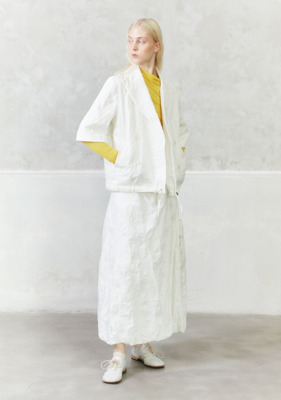 MALLONI MLO 皺皺布單口袋花苞長裙