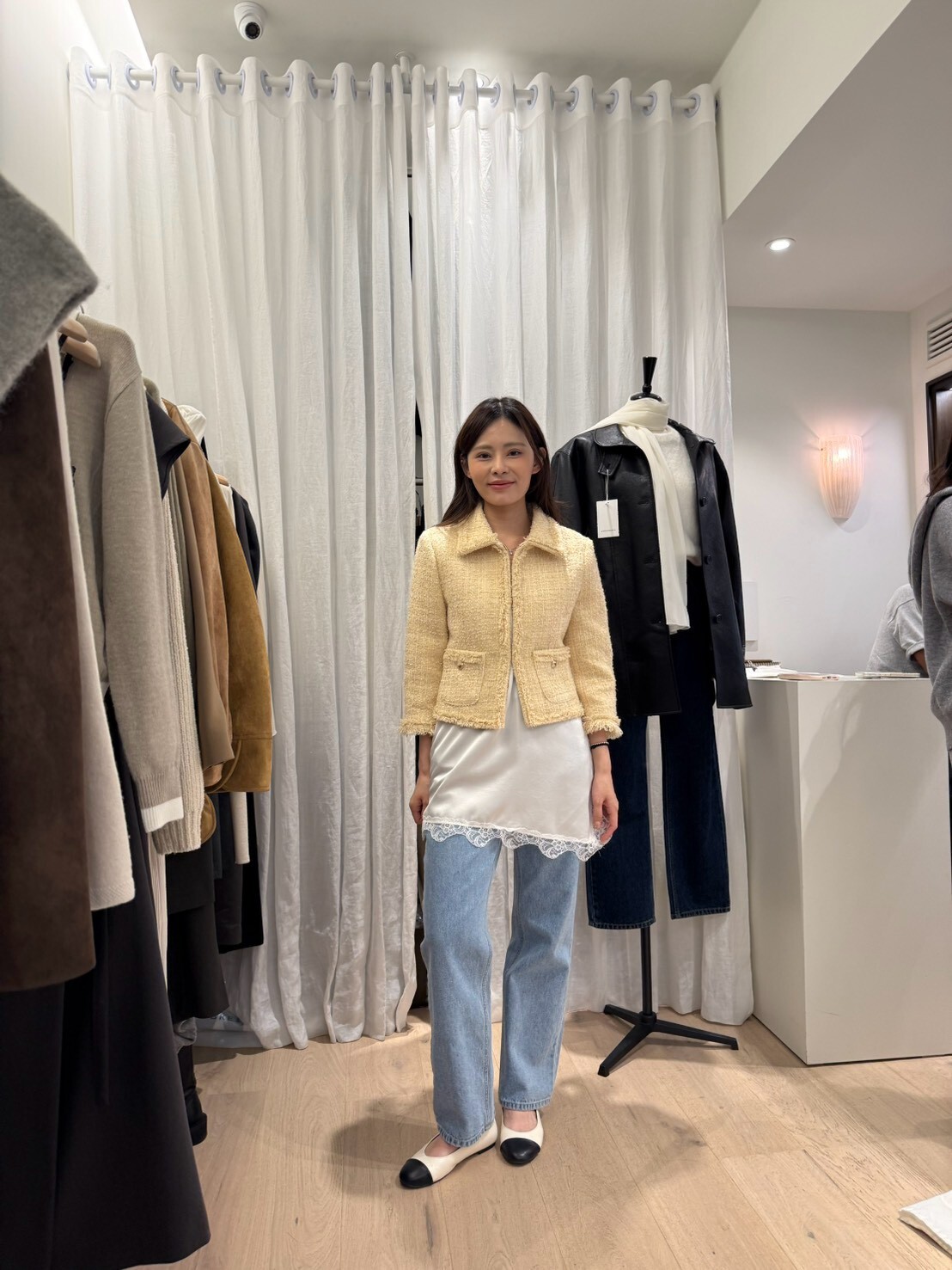 AY7134 金蔥毛呢反領外套