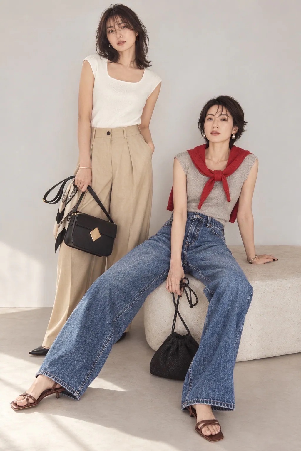 Nellie&Co. 方領柔膚針織背心