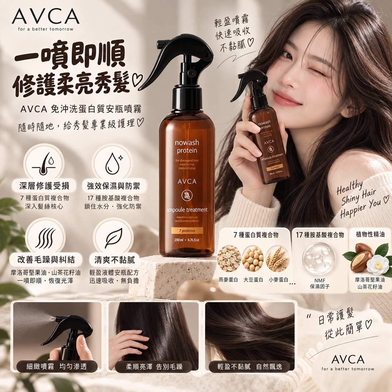 【直播】ZKR091607 AVCA 免沖洗蛋白質安瓶噴霧 200ml