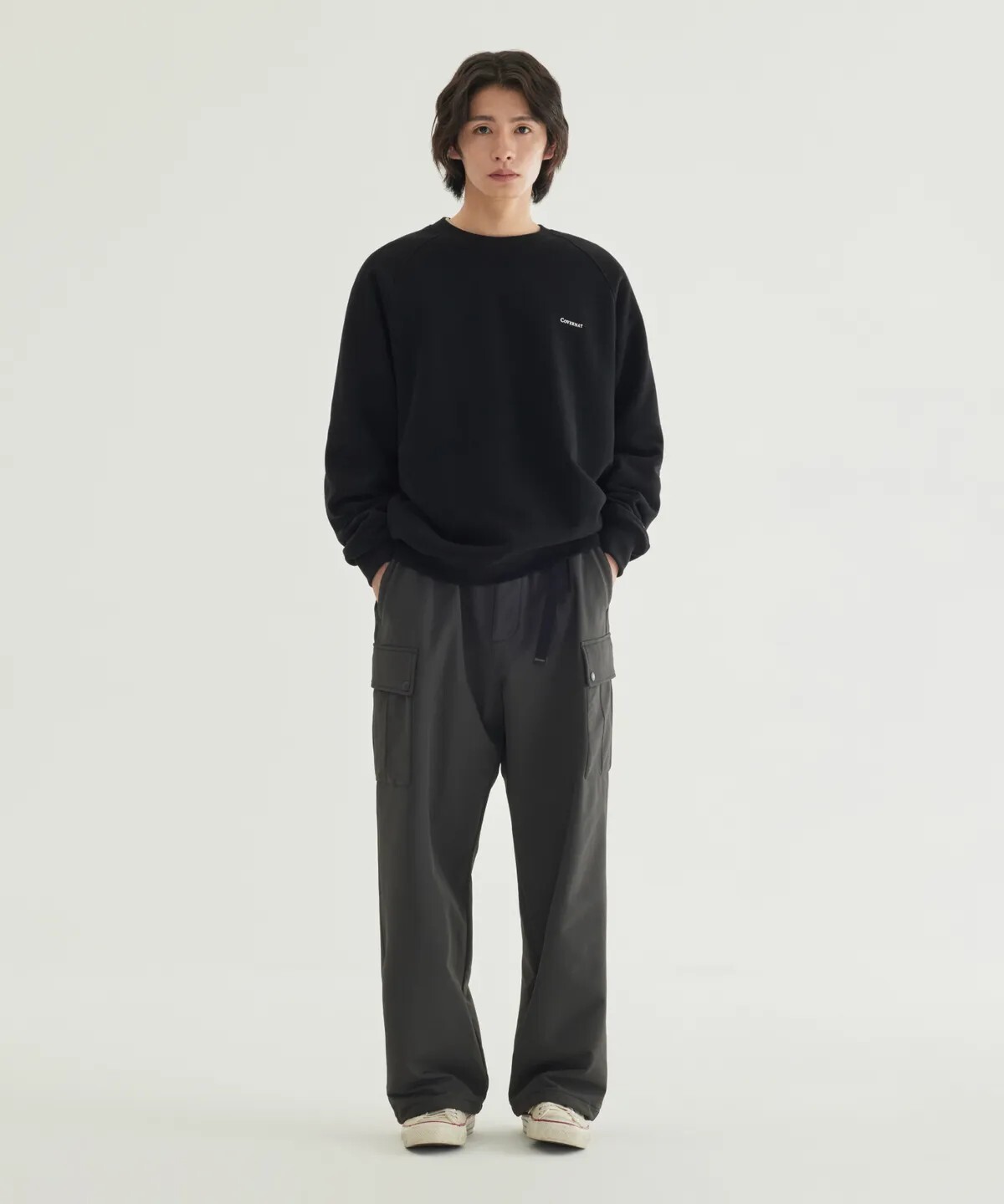 【OWN】Covernat  秋冬 刺繡 經典 落肩 寬鬆 衛衣 男女通用 黑色 杏色 灰色