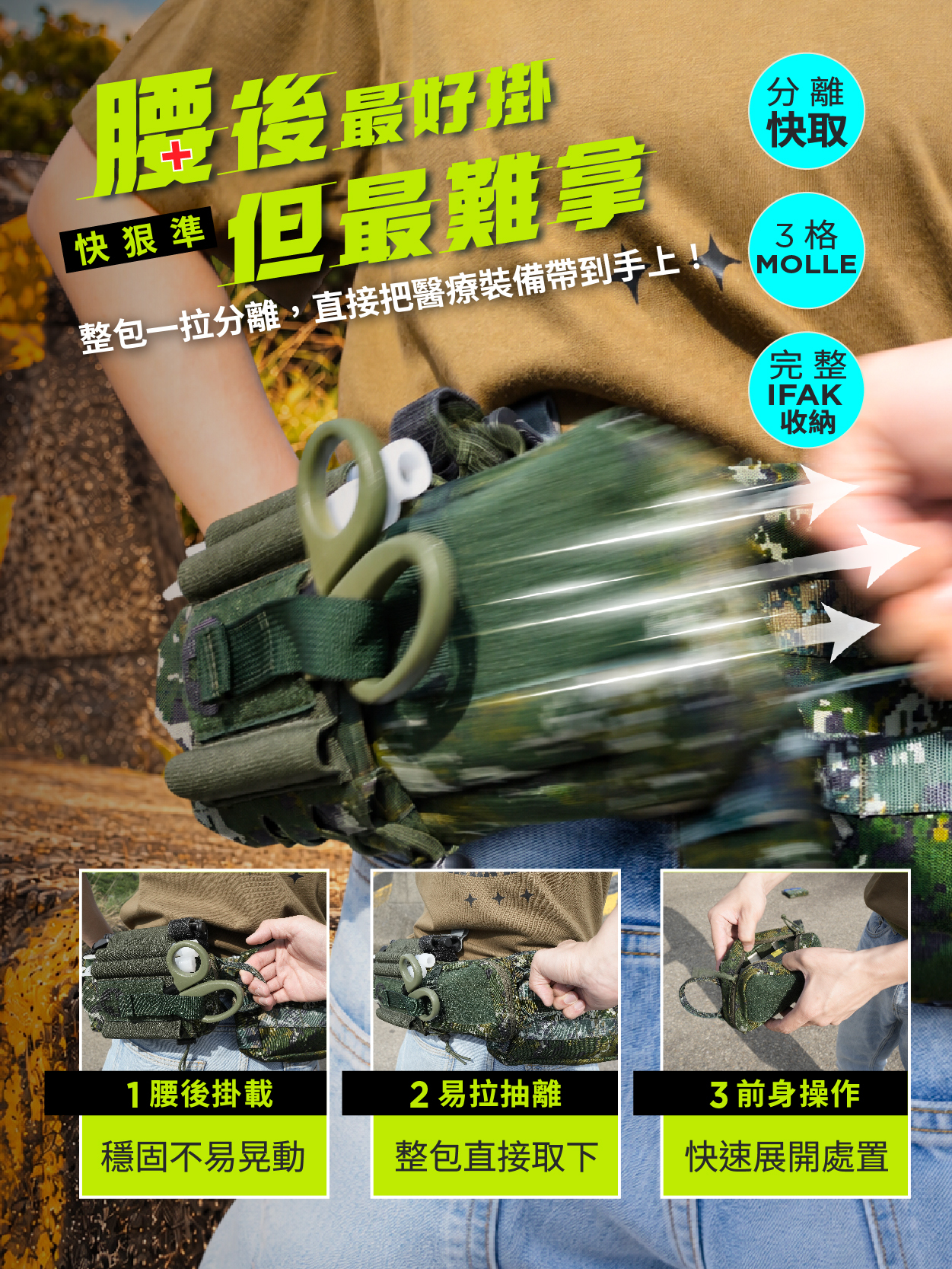 A-TWO 腰掛分離式急救包 IFAK 戰傷急救包首選 民防、國軍、戰術醫療必備