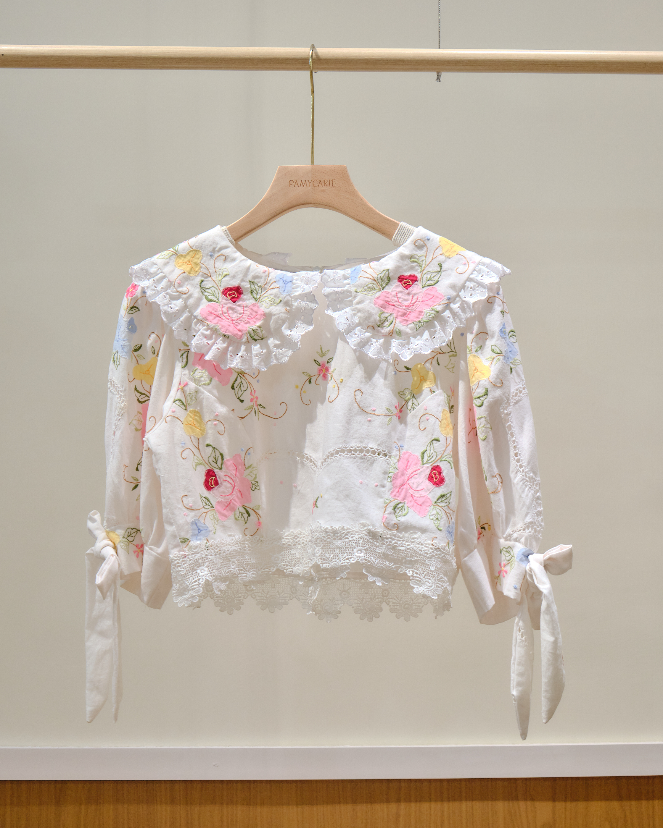 14026 Thai Embroidered Mid-Sleeve Blouse