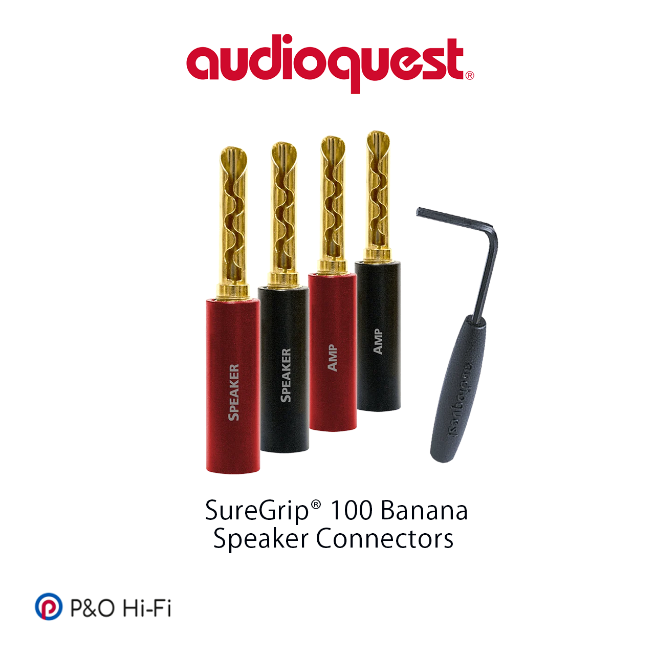 AudioQuest SureGrip® 100 BananaSpeaker Connectors(Set of 8) (Gold/Silver)