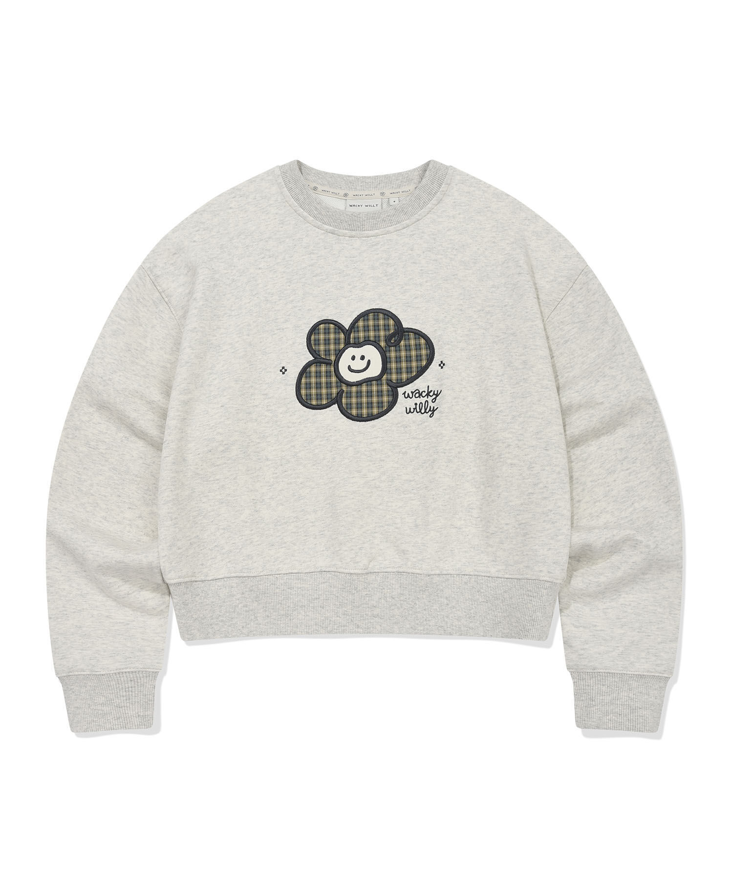 韓國代購｜WACKY WILLY Women's Check Lily Crop Sweatshirt (2 Colours)
