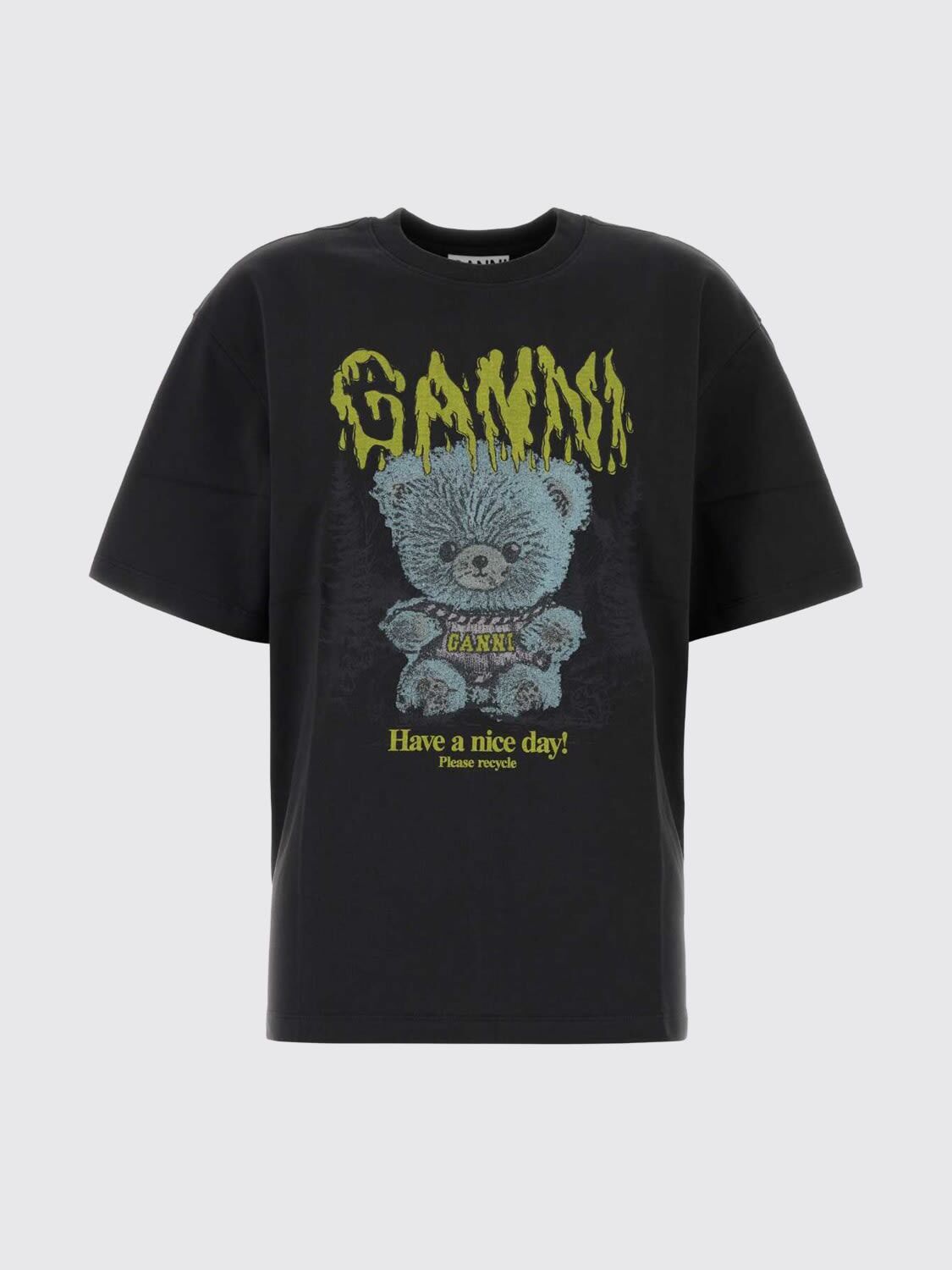 1CP0905-087 [GANNI] 森林泰迪熊圖案T卹 灰色 #A1050303 (EU)