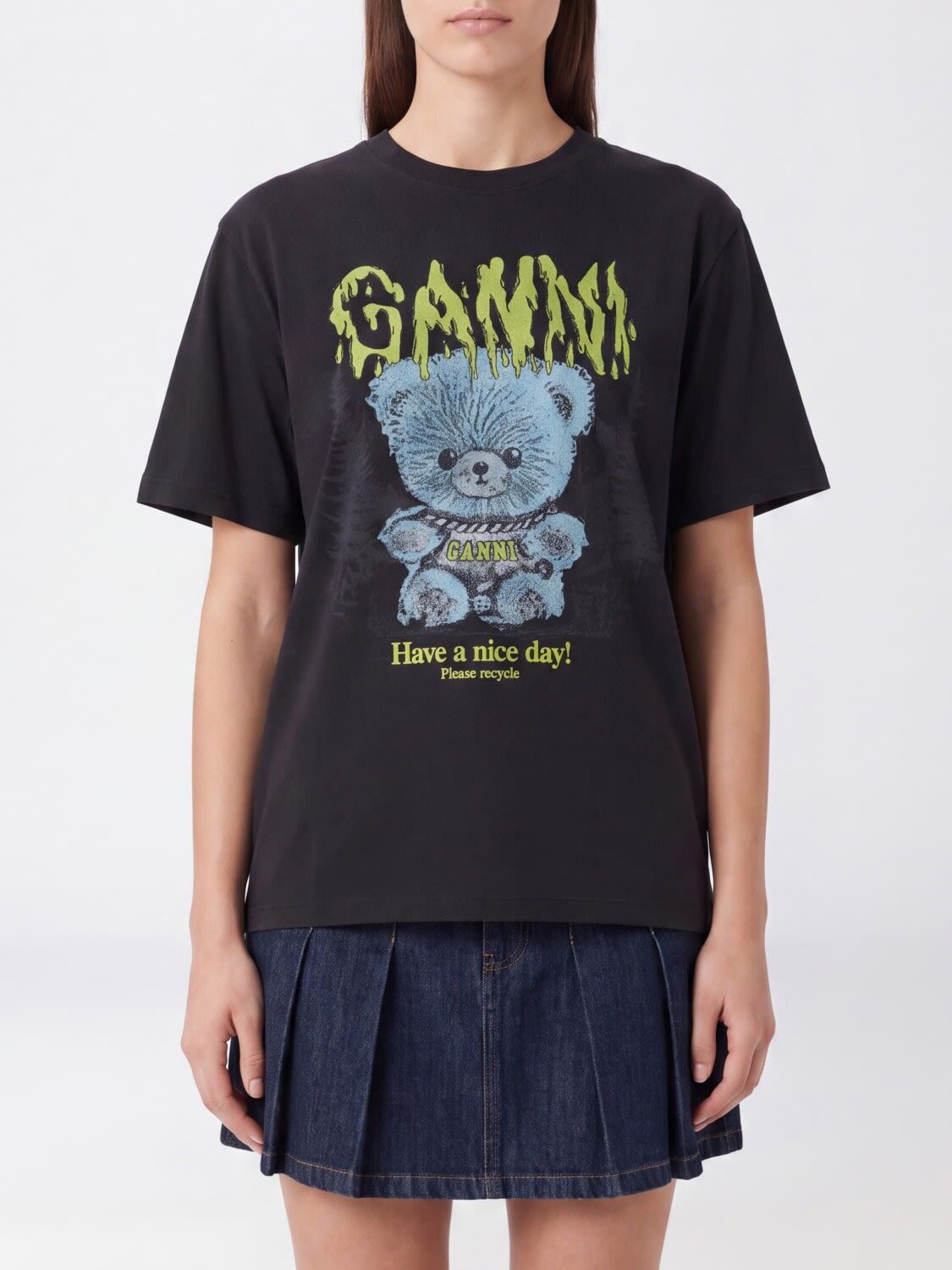 1CP0905-087 [GANNI] 森林泰迪熊圖案T卹 灰色 #A1050303 (EU)