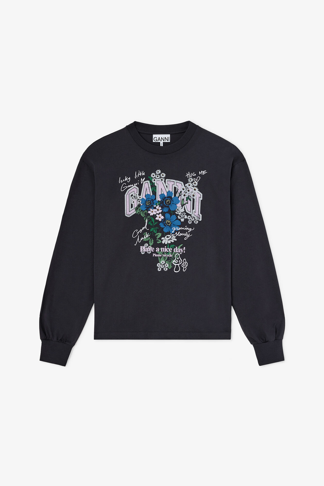 1CP0905-088 [GANNI] 印花長袖T卹 灰色 #A1050305 (EU)