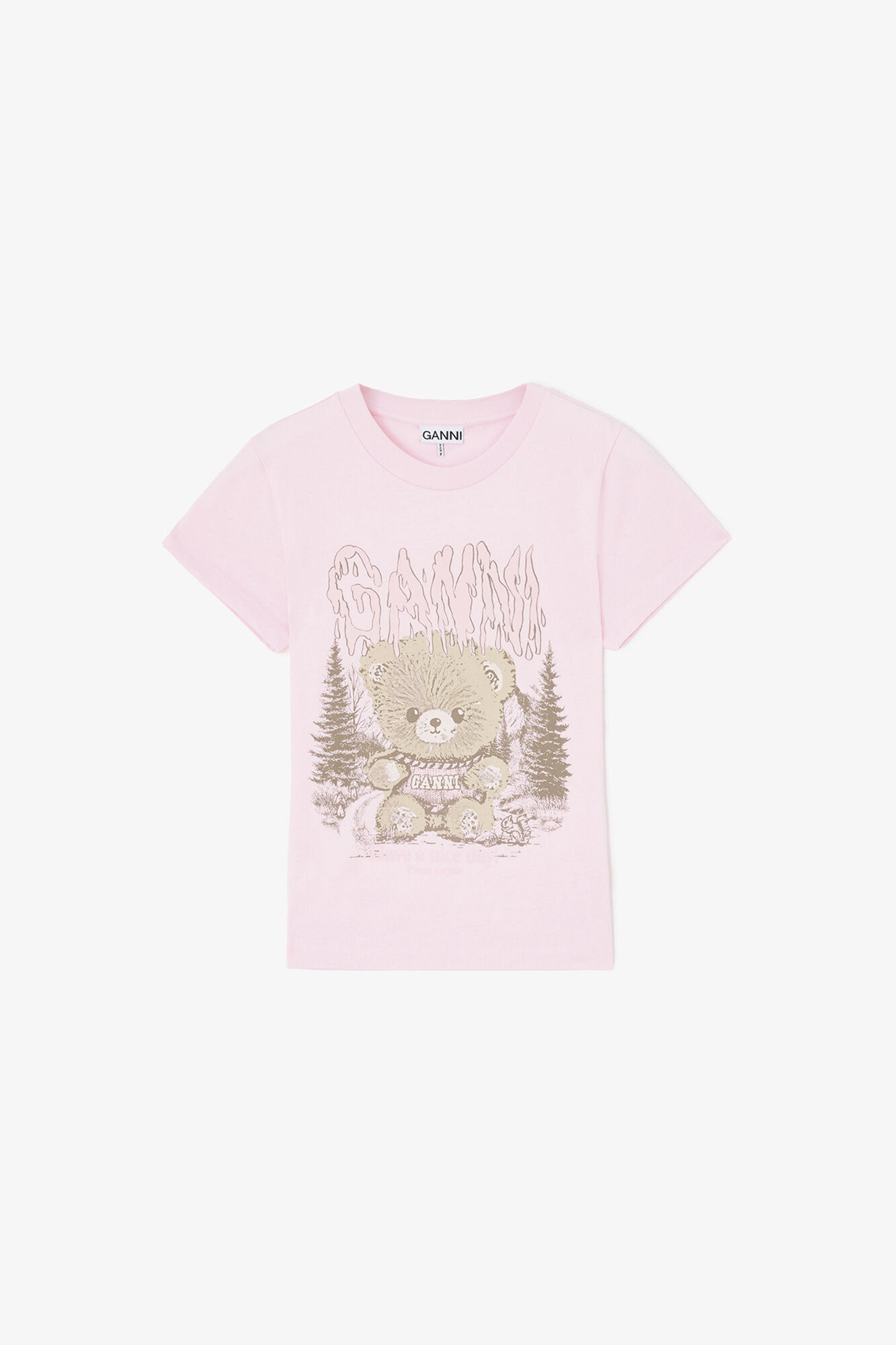 1CP0905-086 [GANNI] 嬰兒款T卹 森林泰迪熊圖案 粉紅色 #A1050307 (EU)