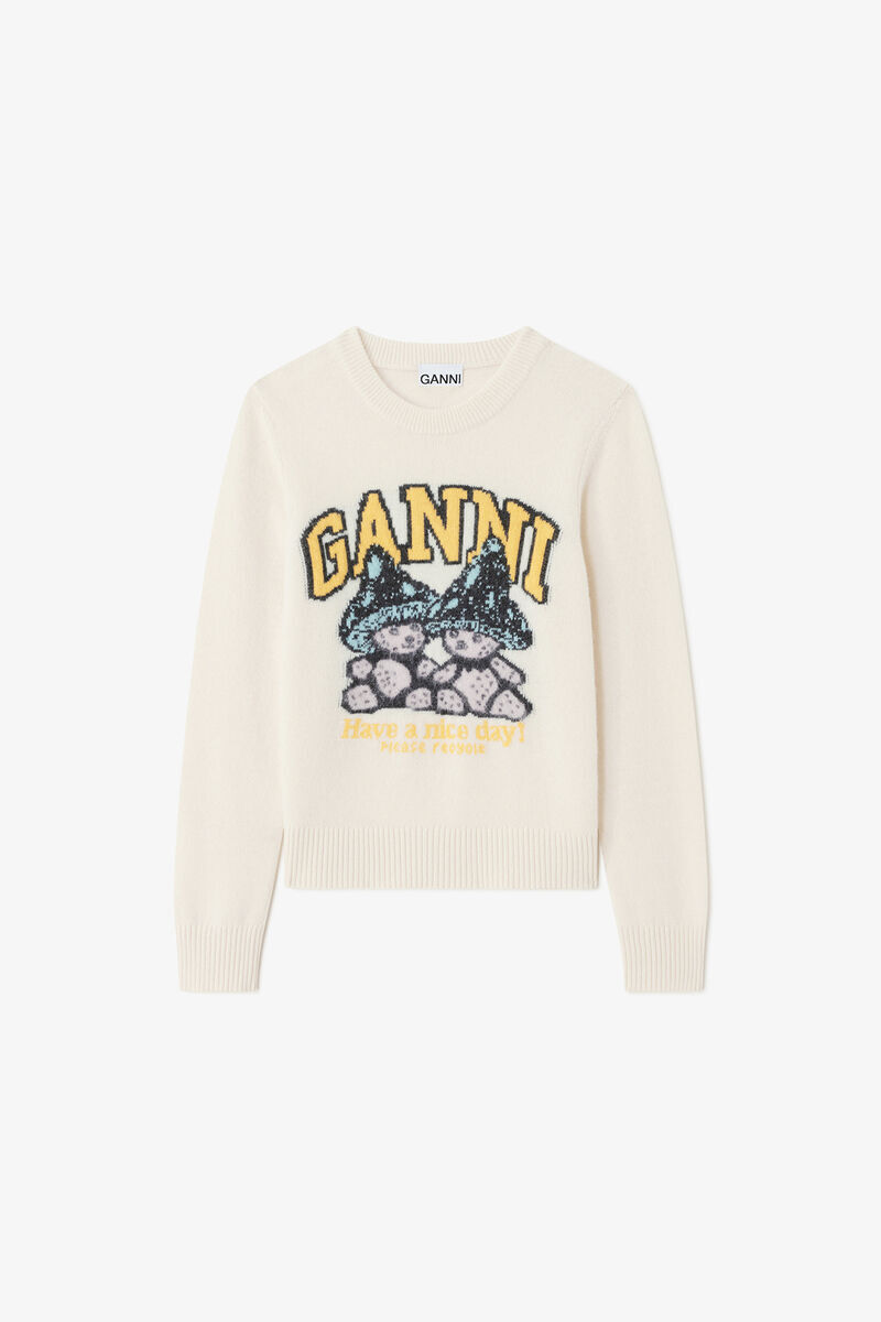 1CP0905-093 [GANNI] 蘑菇泰迪熊毛衣 白色 #A1150051 (EU)