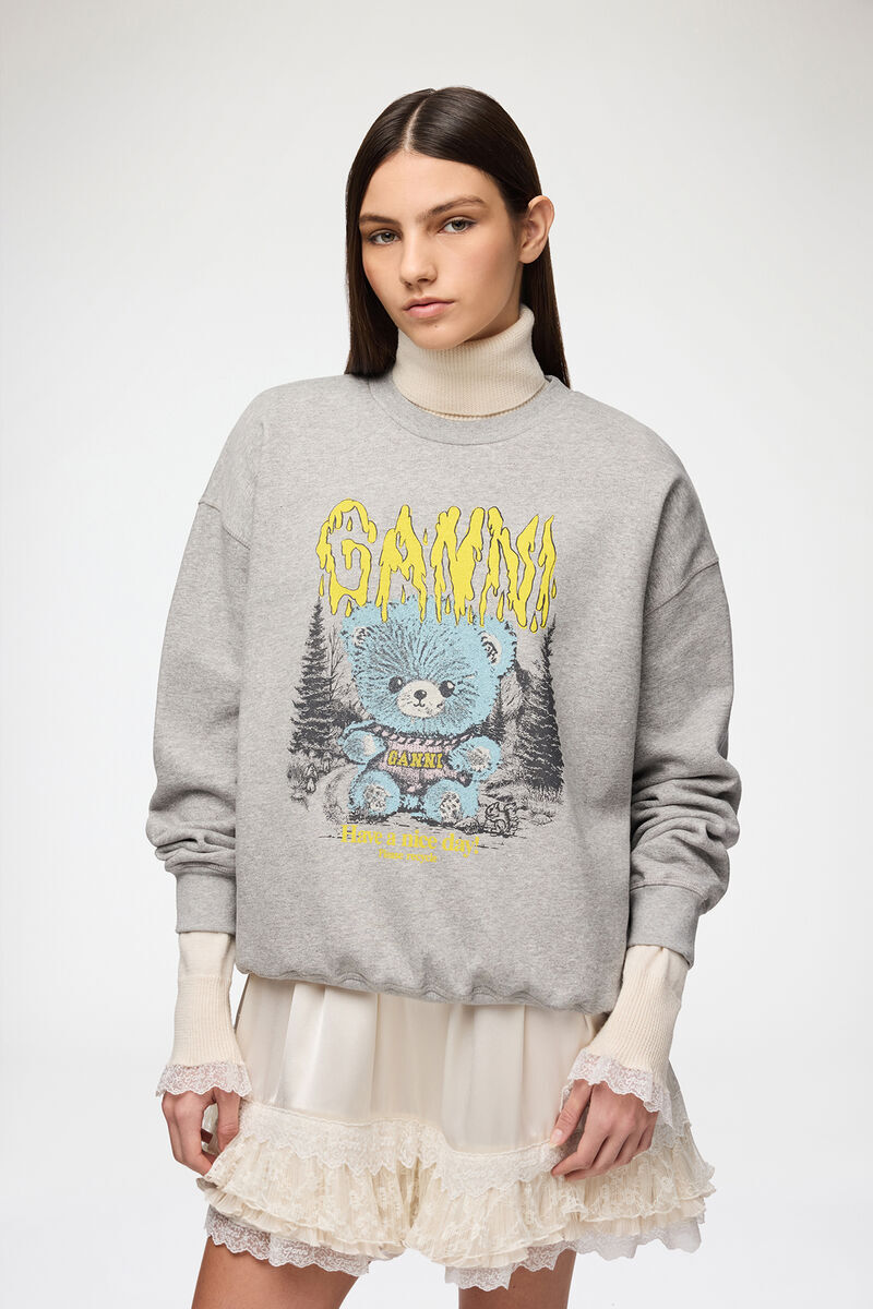 1CP0905-097 [GANNI] 森林泰迪熊圖案衛衣 灰褐色 #A1060092 (EU)