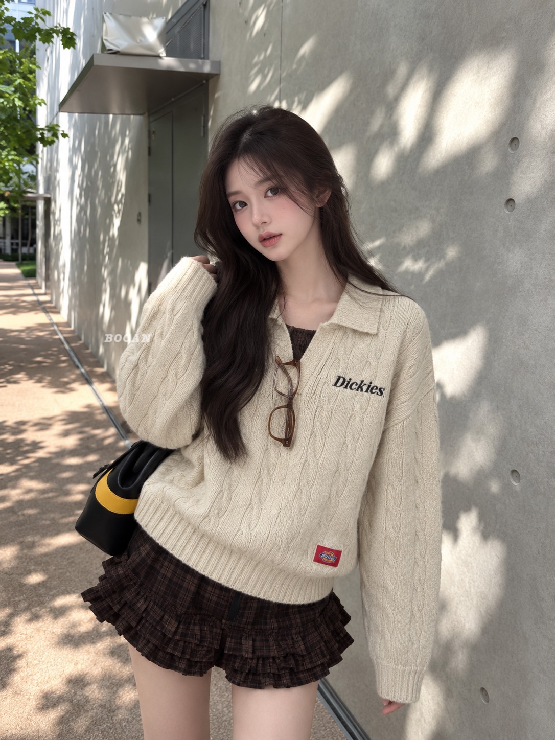 DICKIES 美式復古 假兩件 麻花 針織 上衣 男女同款