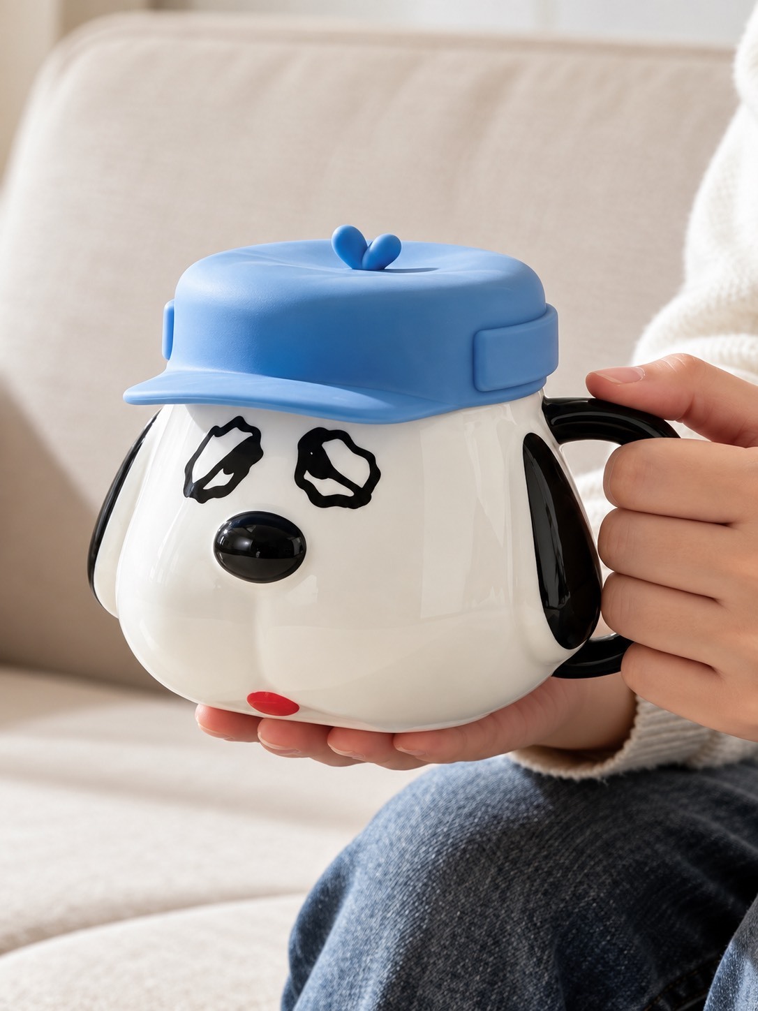 正版授權 PEANUTS 史努比 OLAF歐拉夫 帶蓋 陶瓷 馬克杯