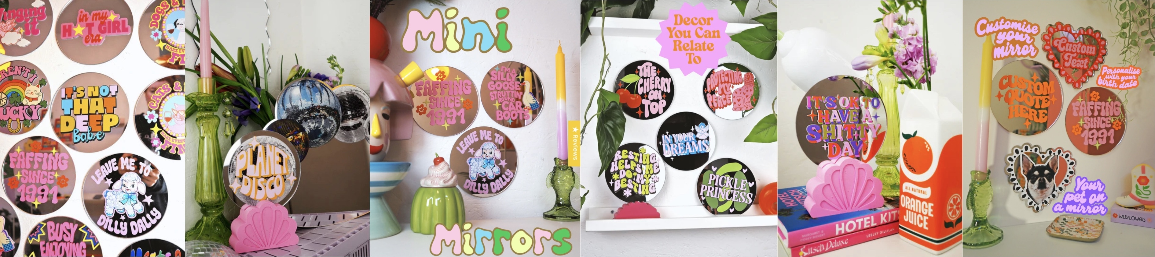 Printed Weird decorative mini disc quote mirror