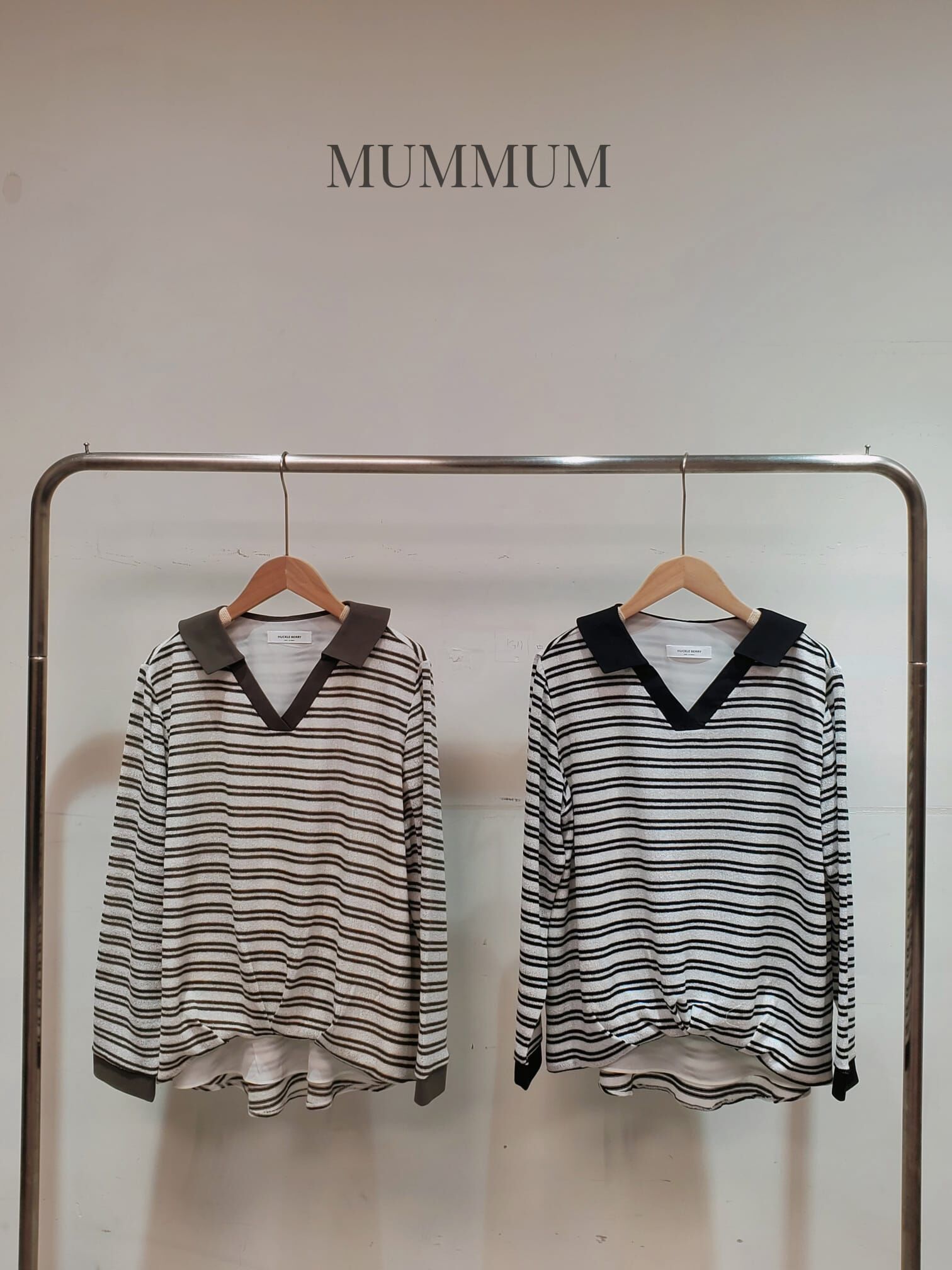0213611a/Polo領條紋長袖上衣 44/44/22-25