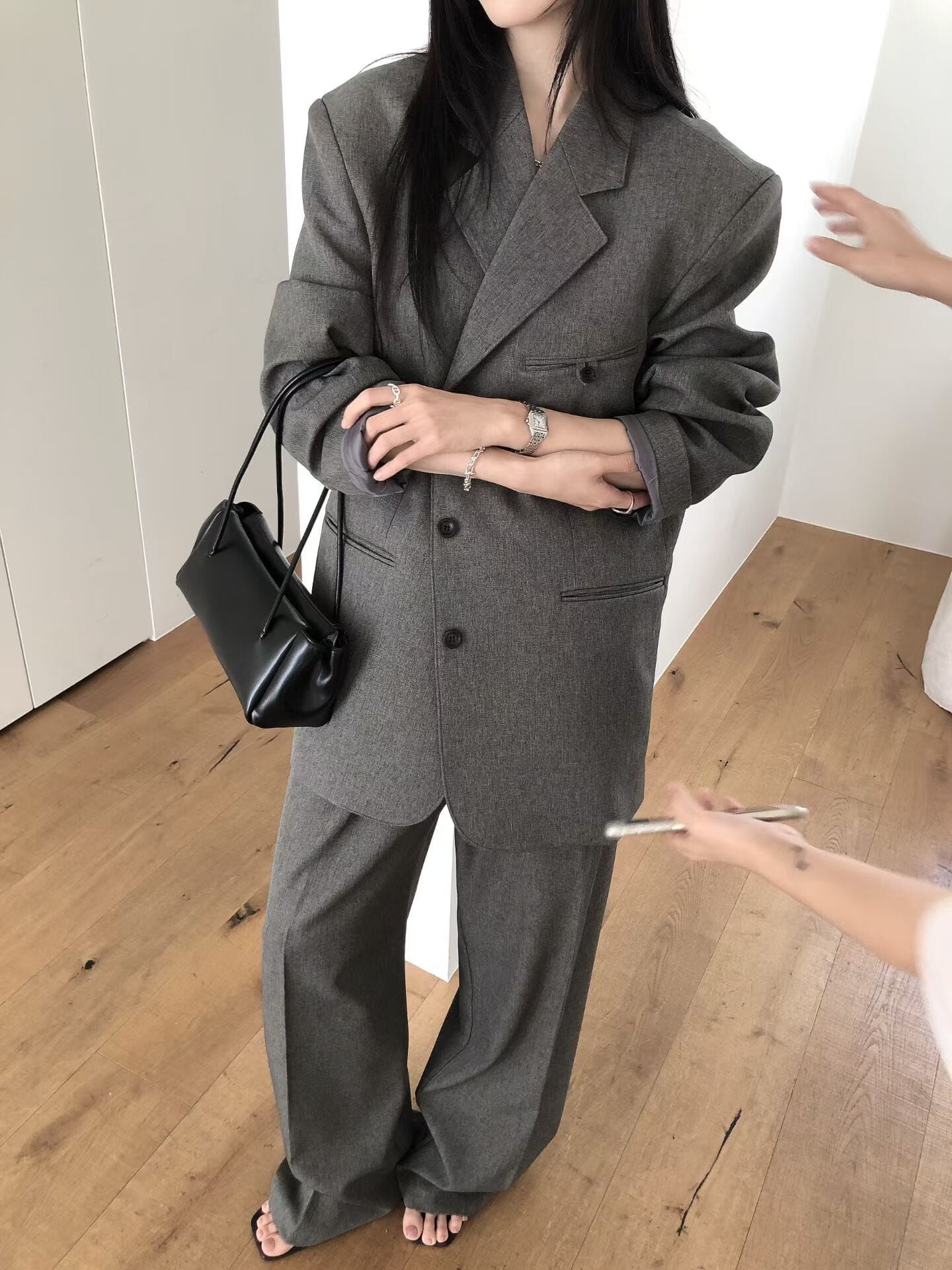LB7115 立領抽繩中長版工裝風外套