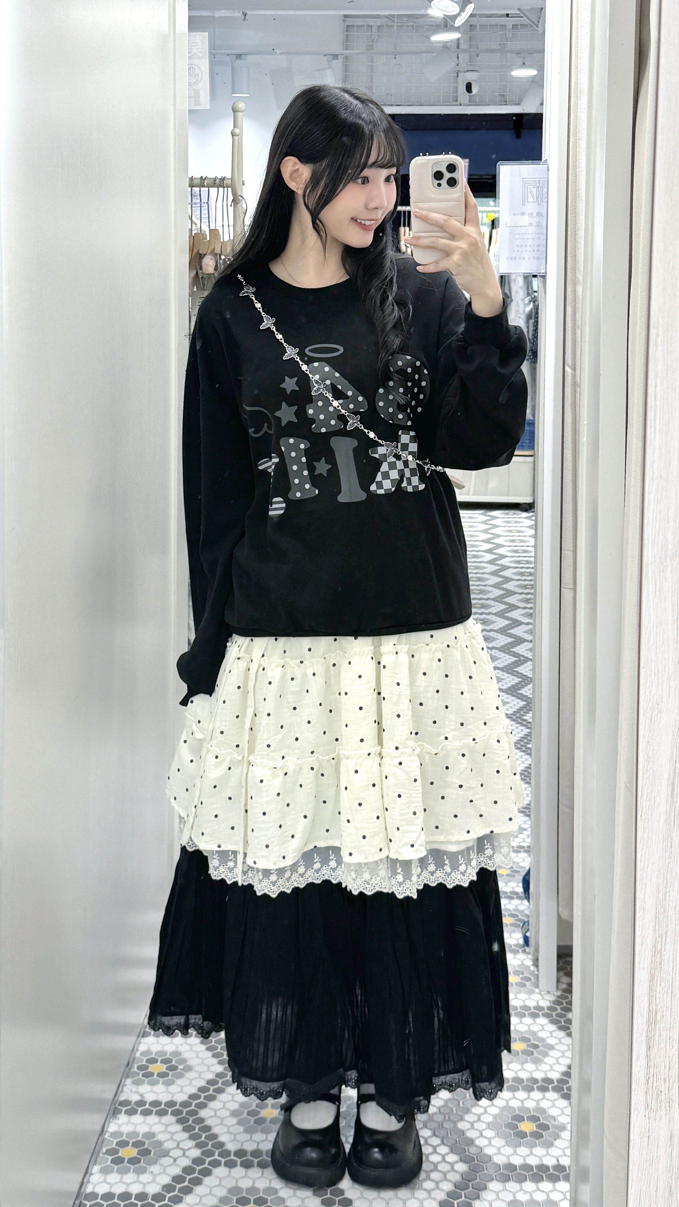 H0429｜5色入🍀୭ ˚. ᵎᵎ 古早風波點格紋元素64klly衛衣