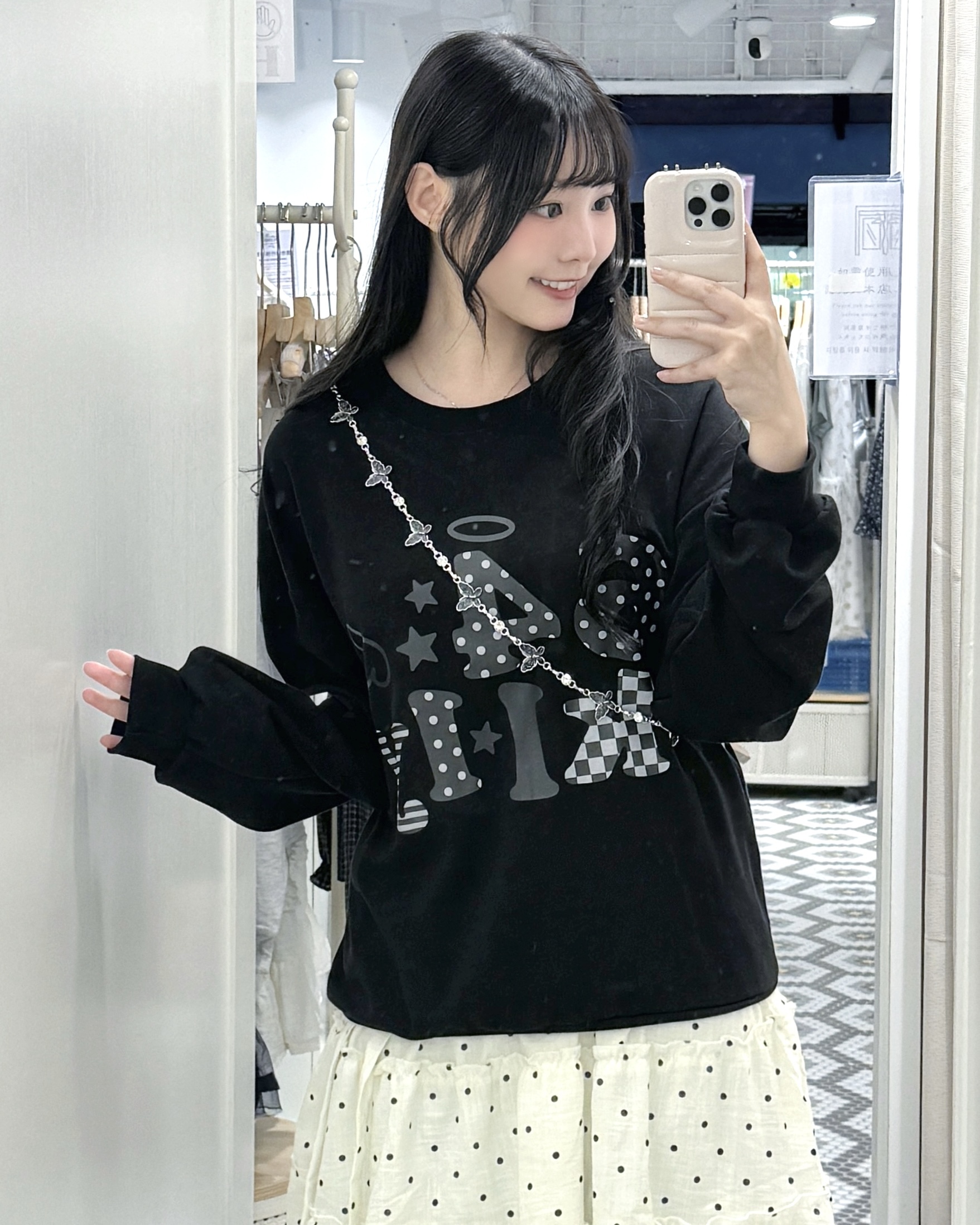 H0429｜5色入🍀୭ ˚. ᵎᵎ 古早風波點格紋元素64klly衛衣