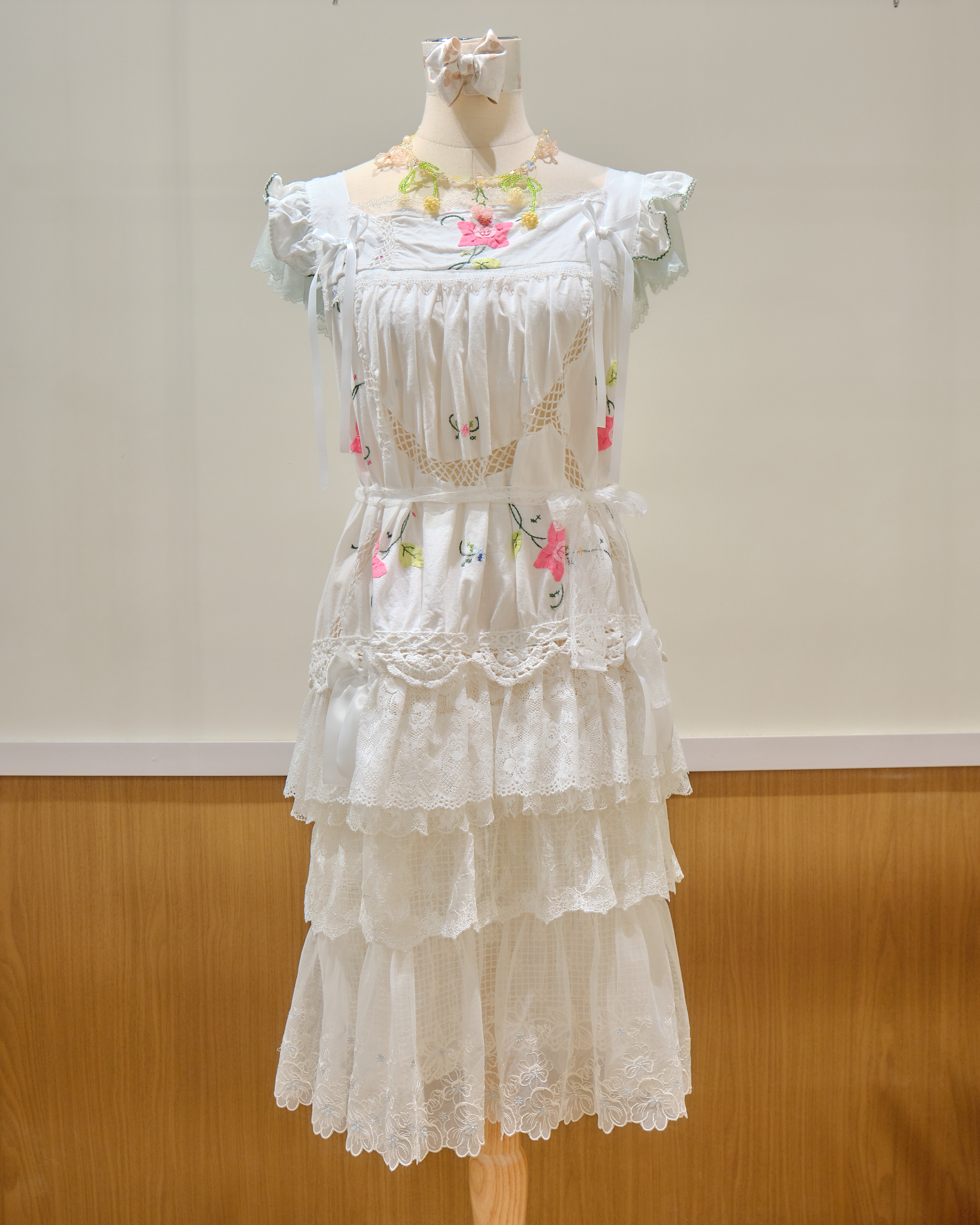 14006 Thai Embroidered Dress with Lace Belt