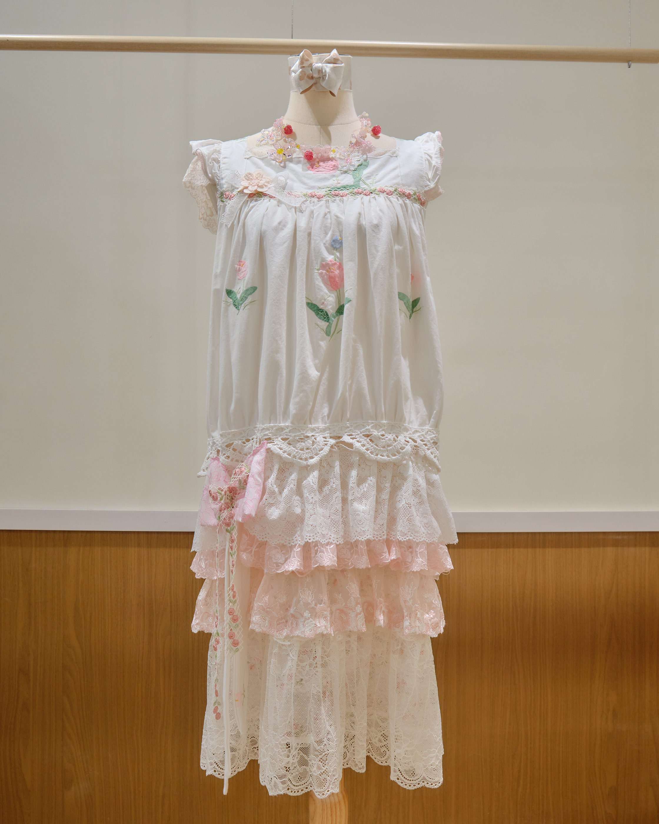 14004 Thai Embroidered Dress with Lace Belt
