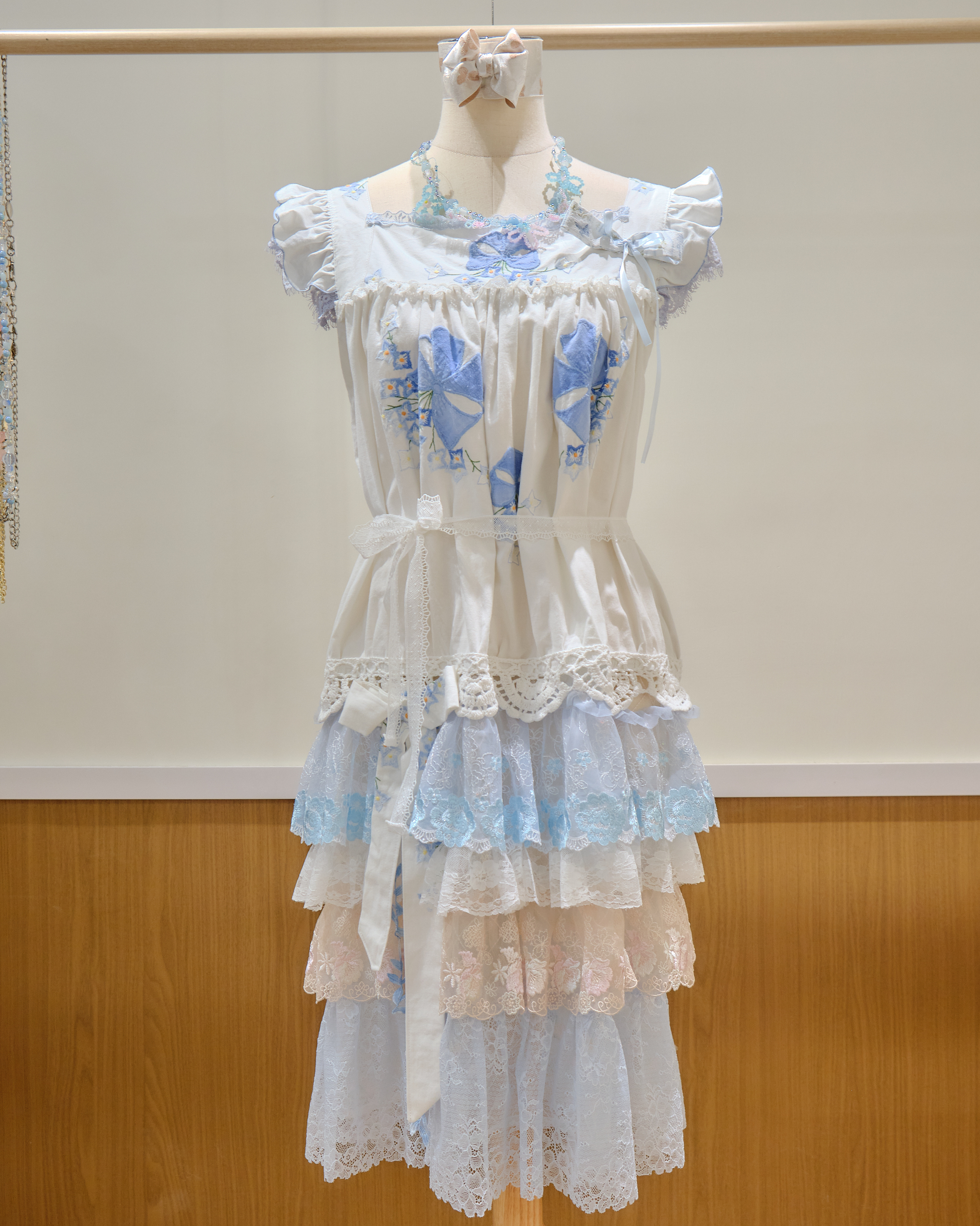 14005 Thai Embroidered Dress with Lace Belt