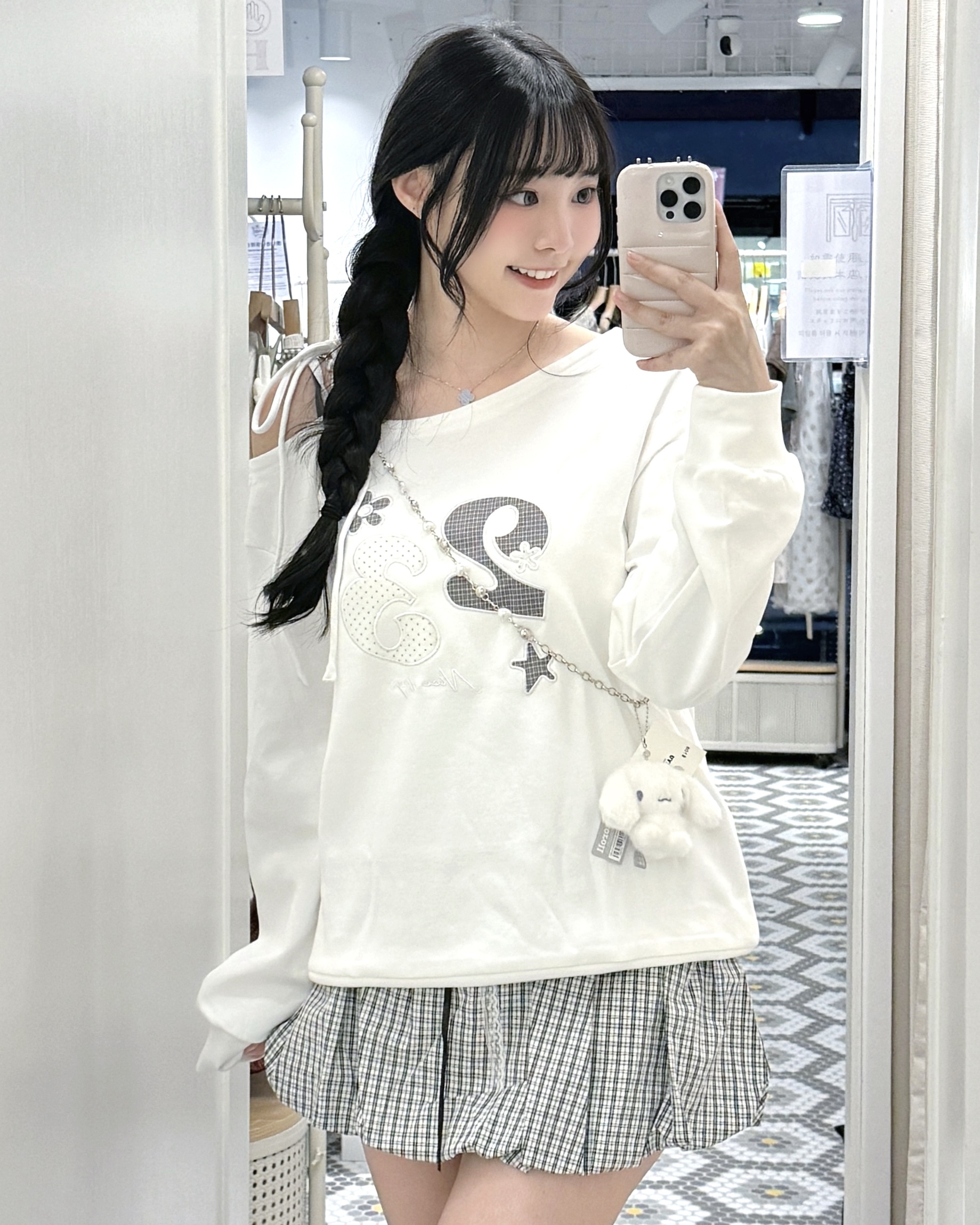 H0452｜cute⊹ ࣪ ˖ ໒꒱ 格紋波點花花星星23單吊帶衛衣