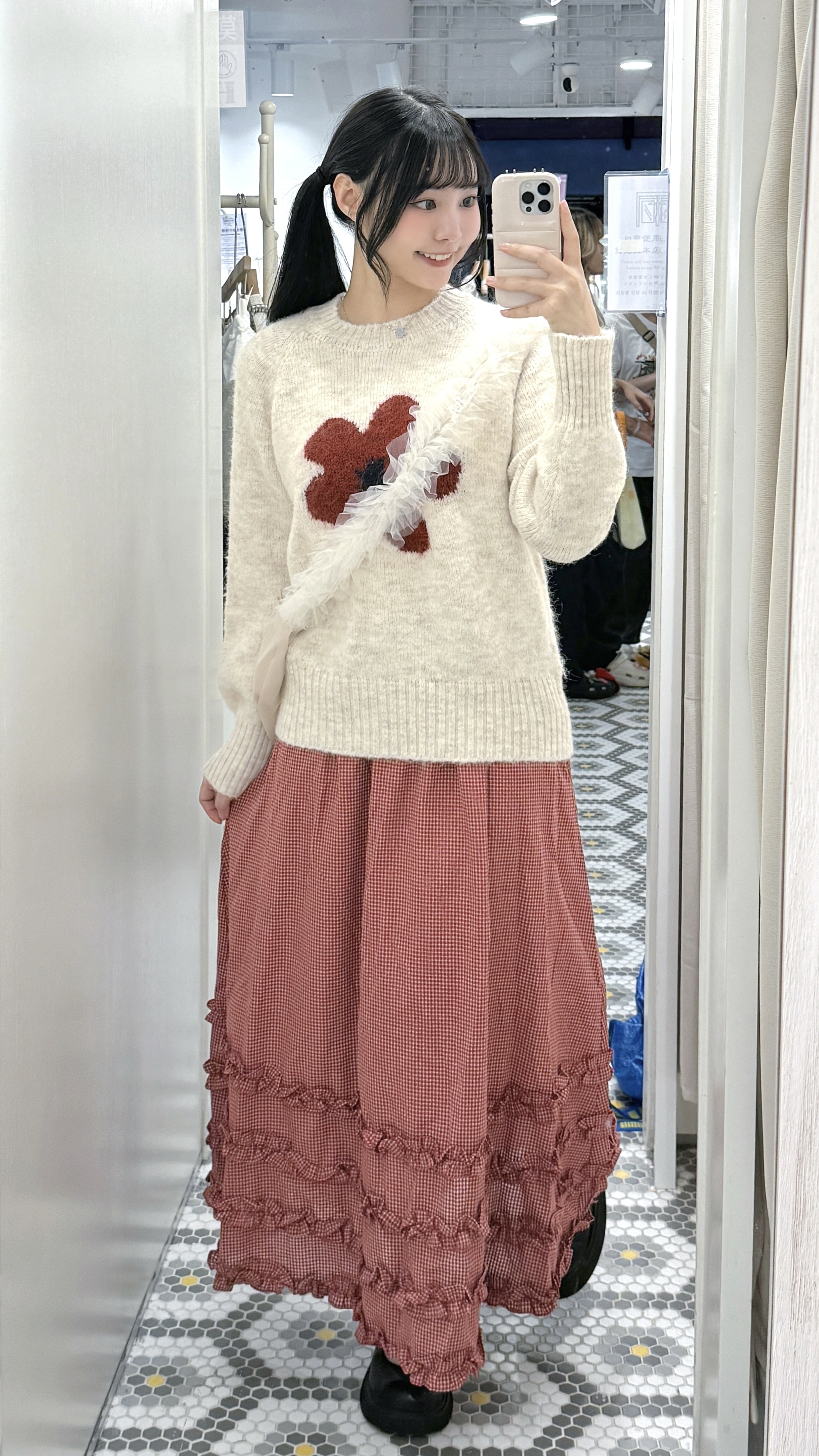 K0341｜日系田園風花花針織上衣