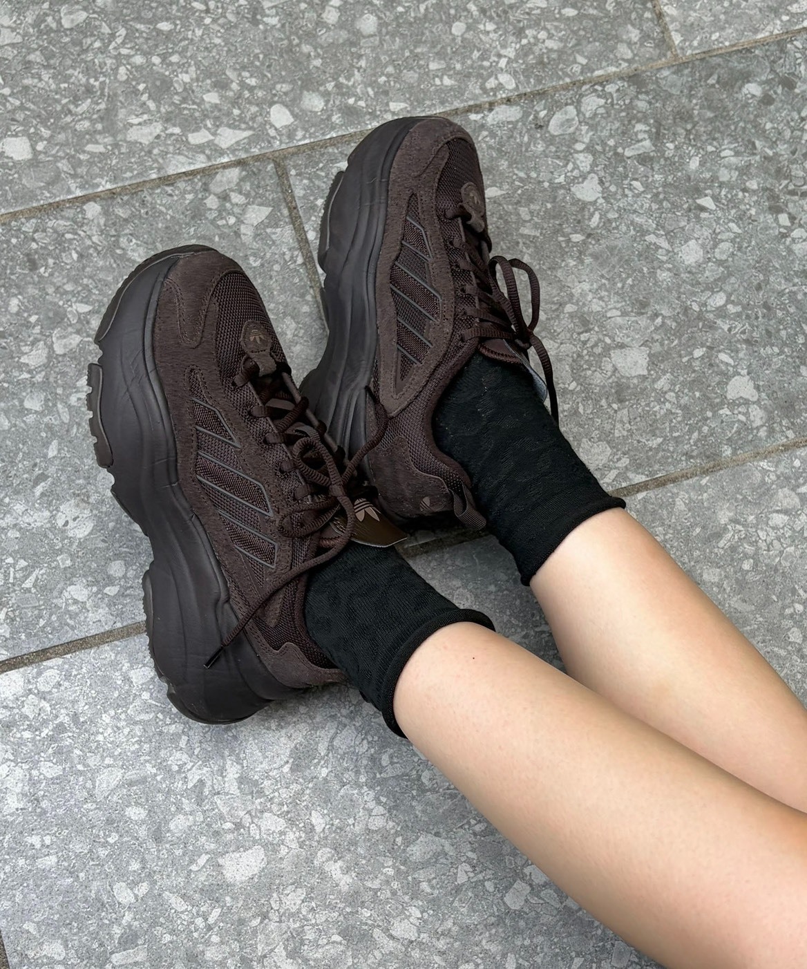日本 ZOZOTOWN x Adidas Originals 聯名款 麂皮 厚底 老爹鞋 深棕色