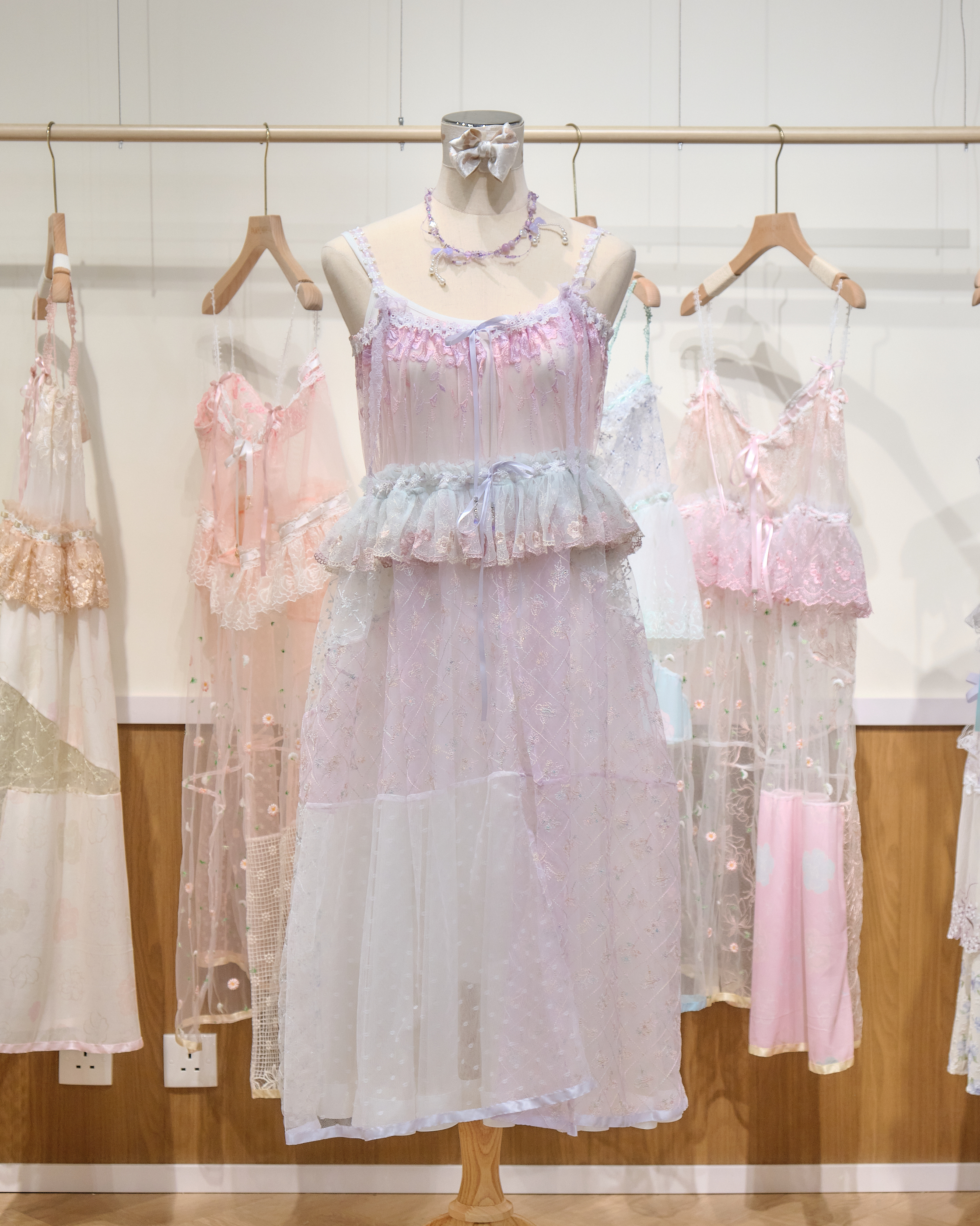 13993 Printed Tulle Slip Dress