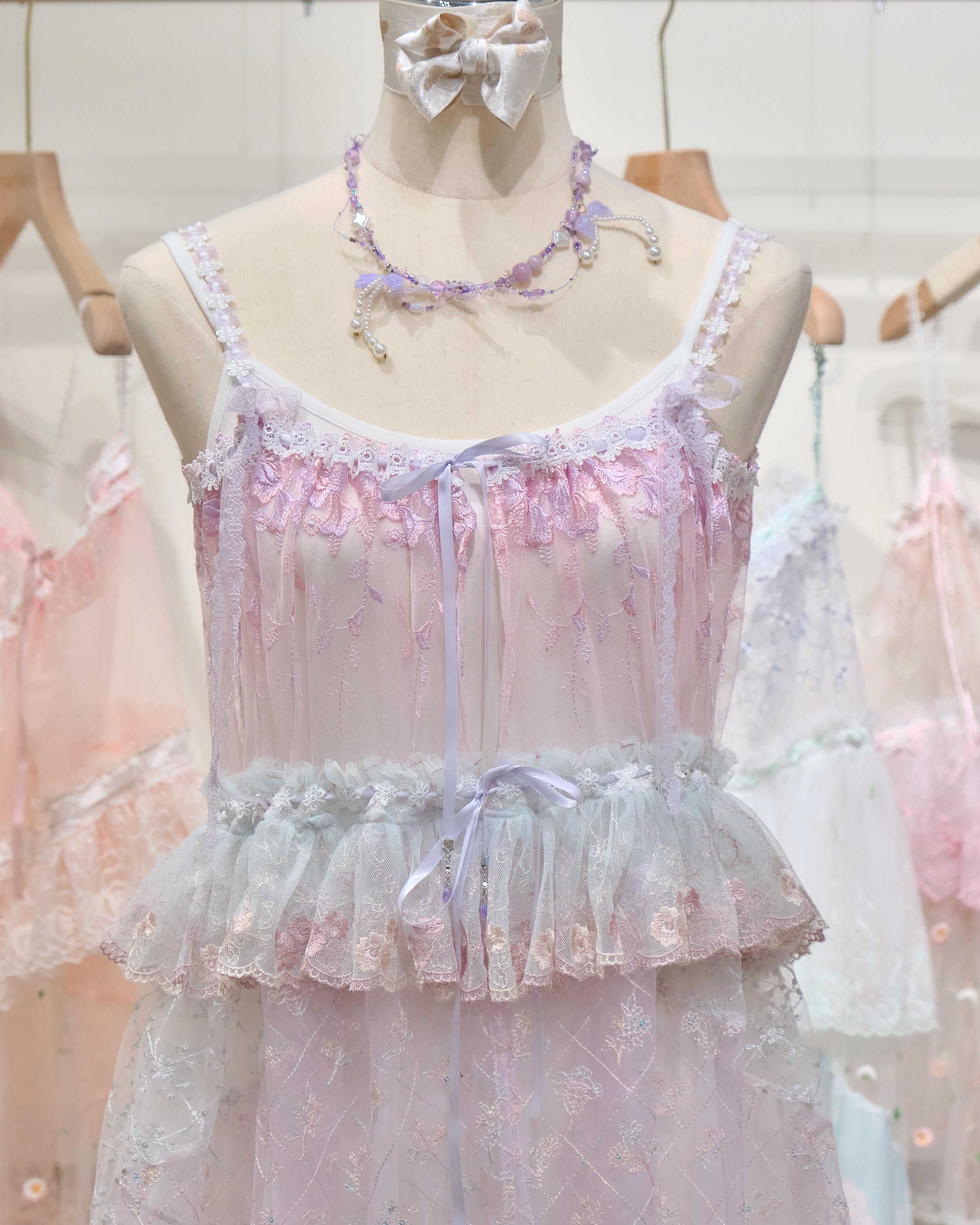 13993 Printed Tulle Slip Dress