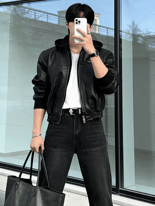 Classic aviator leather jacket