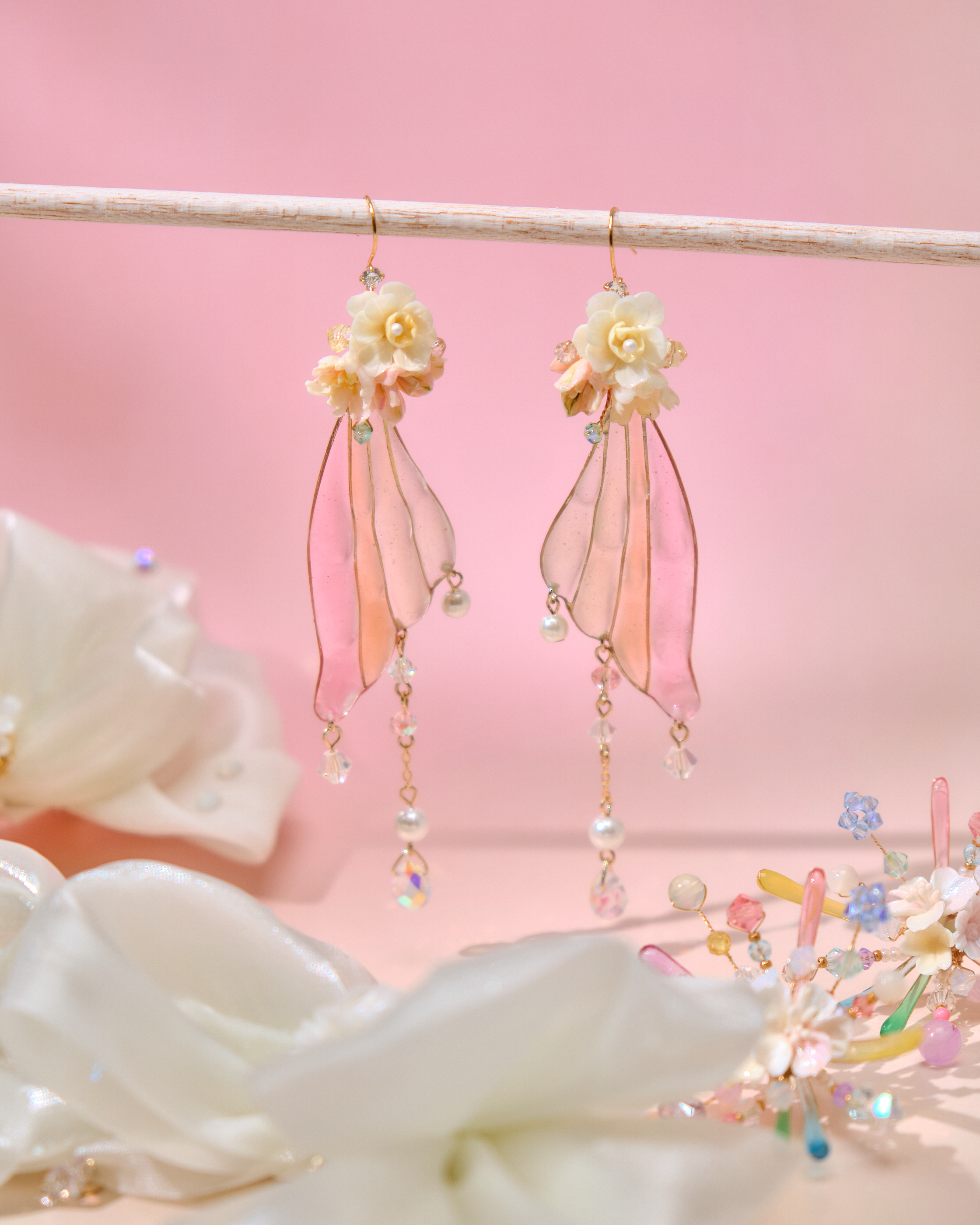 13957 Organza Cascade Bloom Earrings