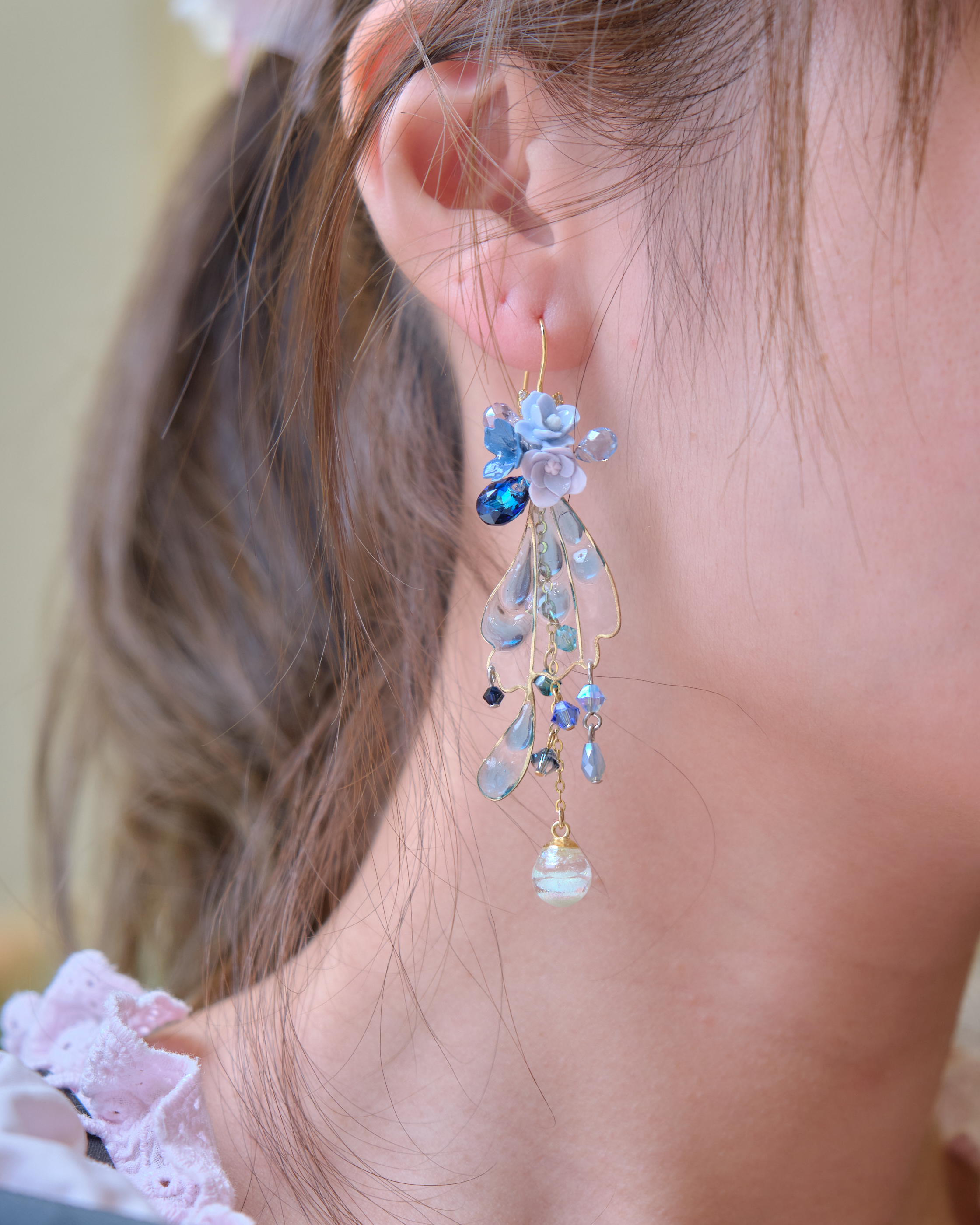 13956 Organza Cascade Bloom Earrings