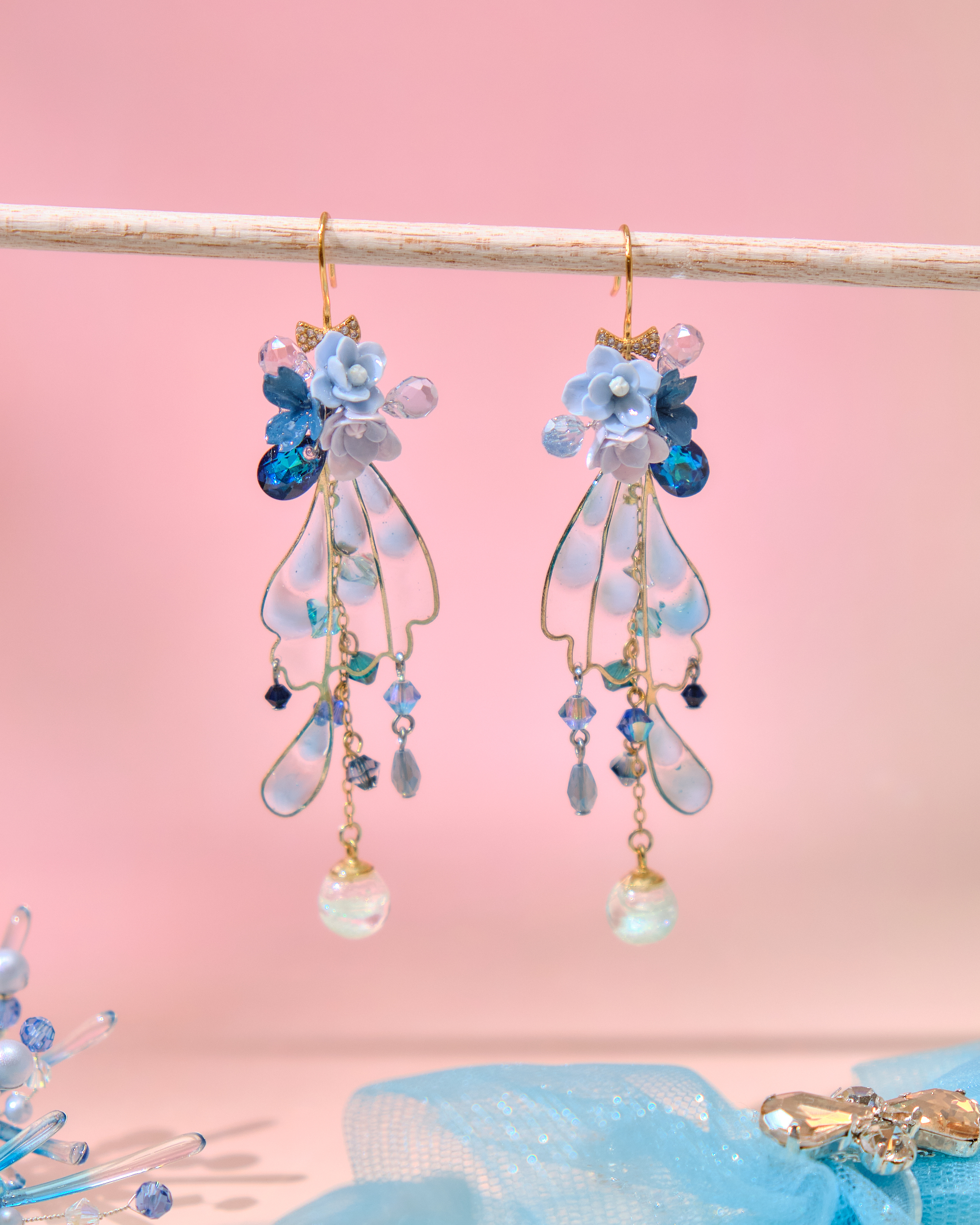 13956 Organza Cascade Bloom Earrings