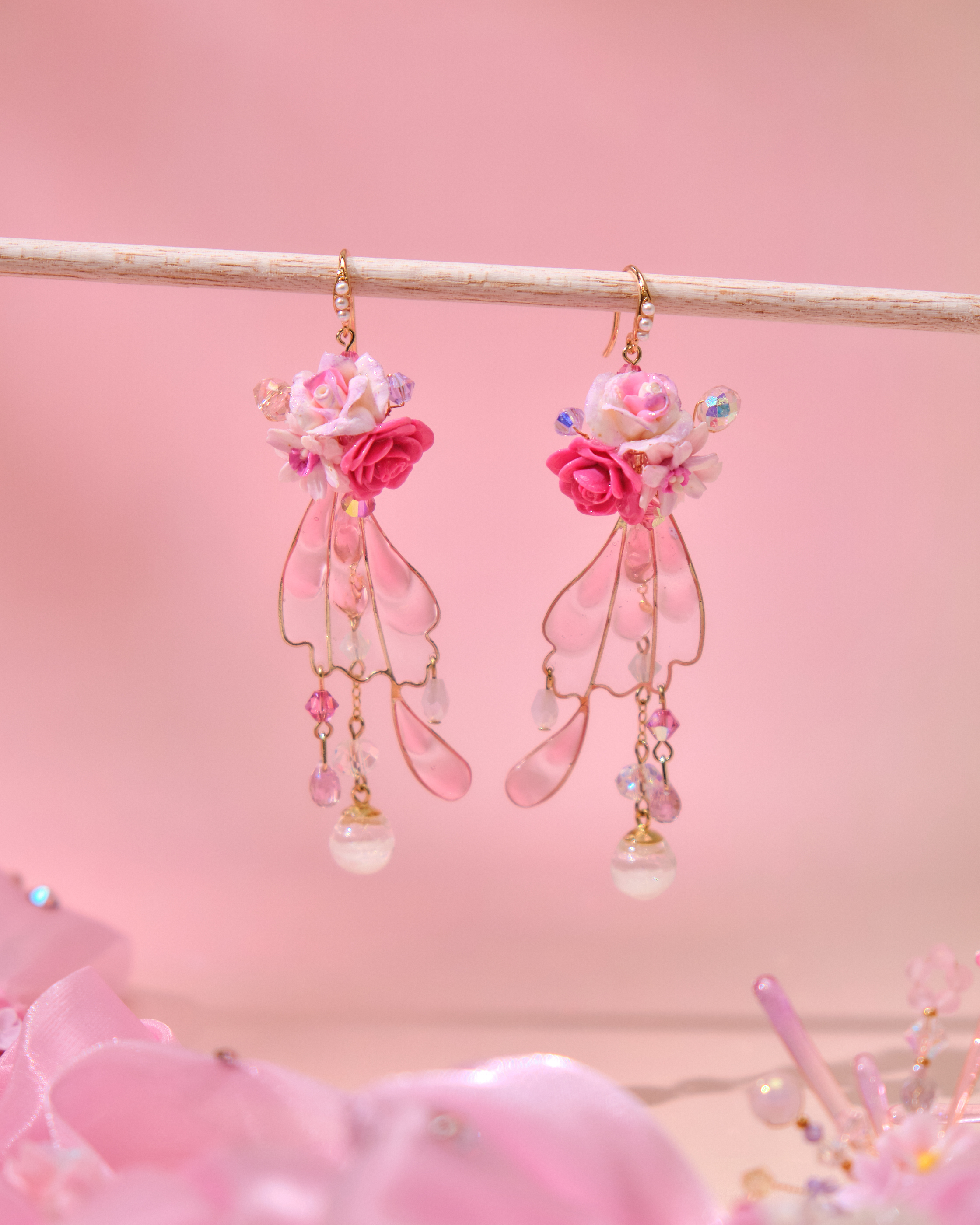 13955 Organza Cascade Bloom Earrings