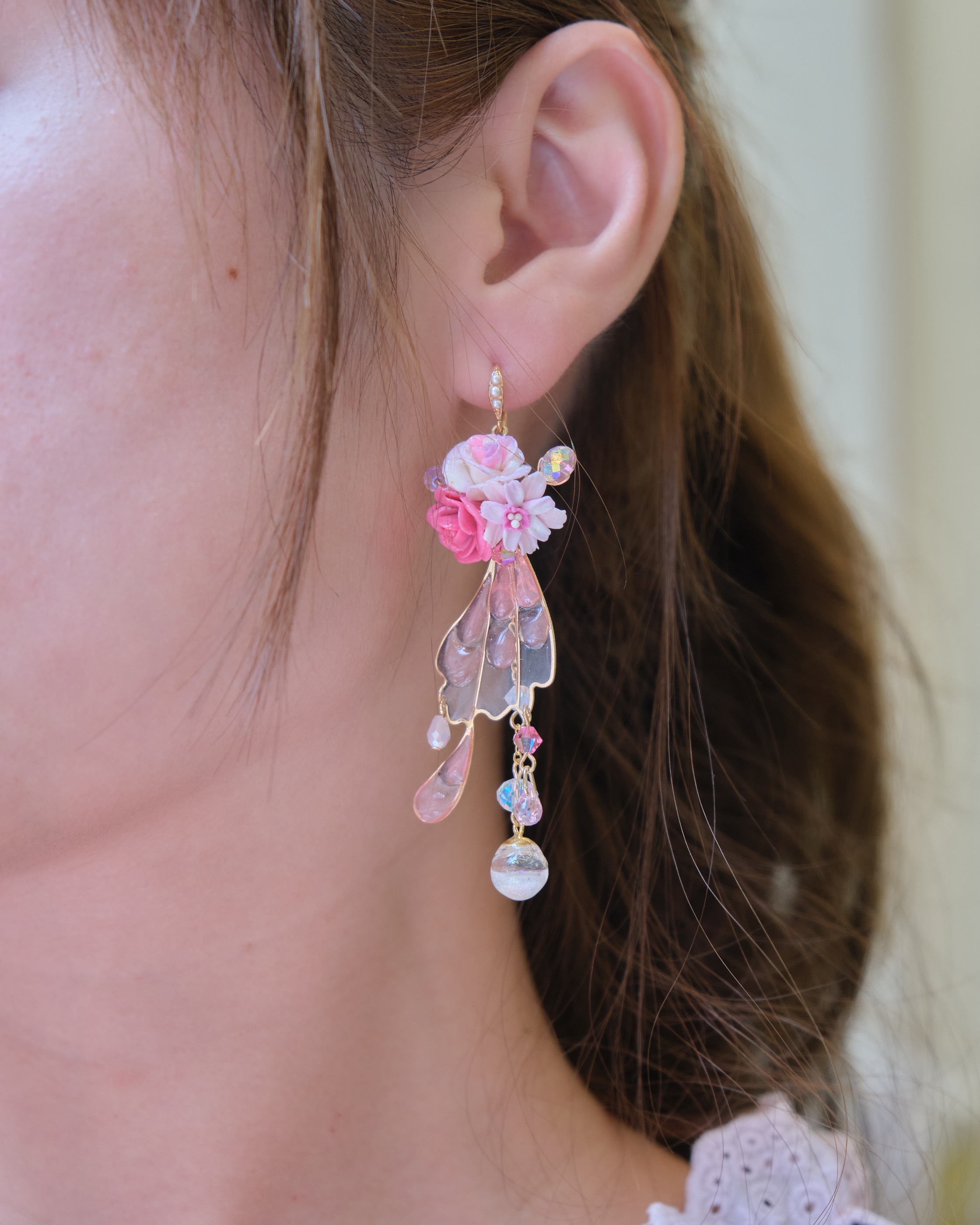 13955 Organza Cascade Bloom Earrings