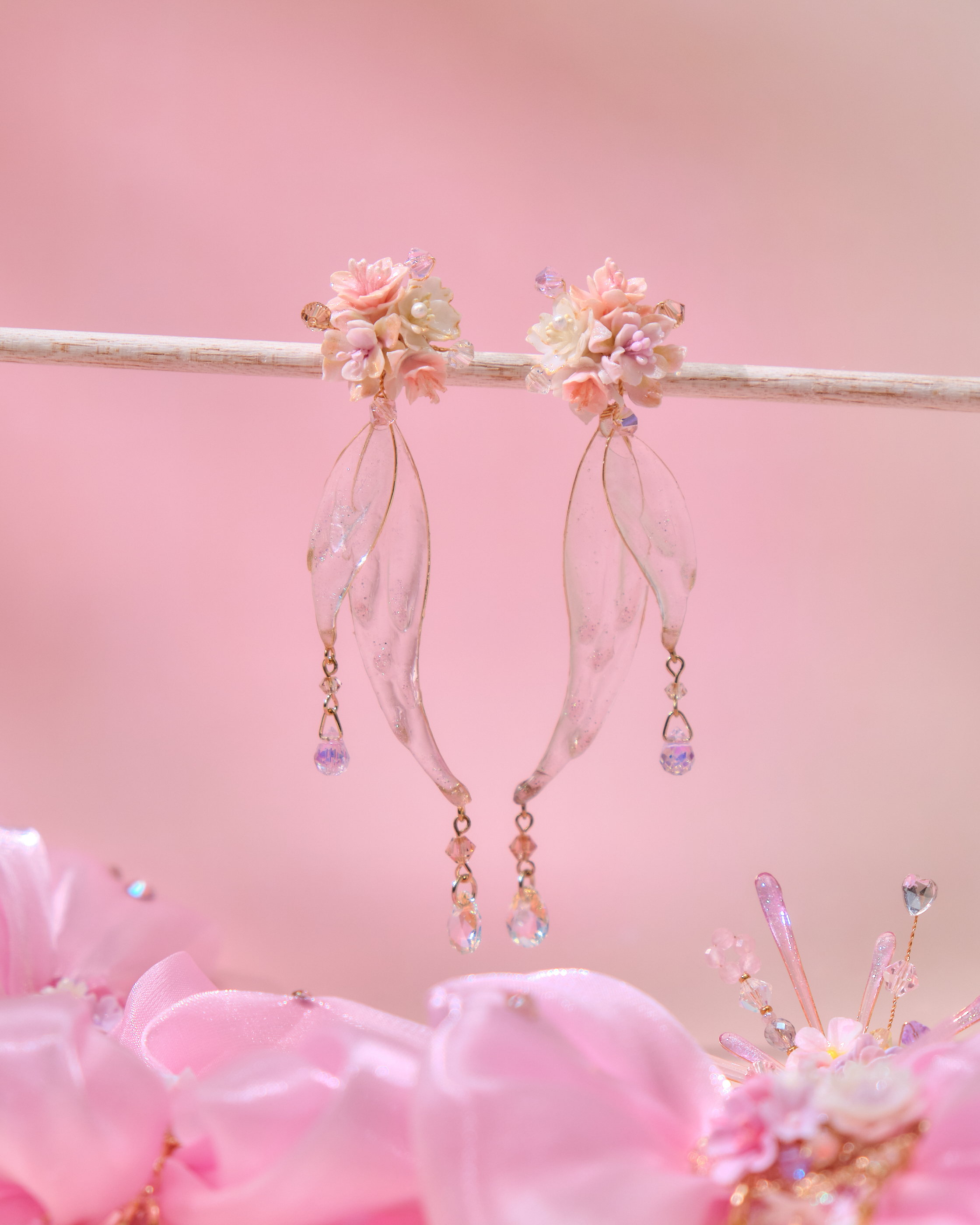 13954 Organza Cascade Bloom Earrings