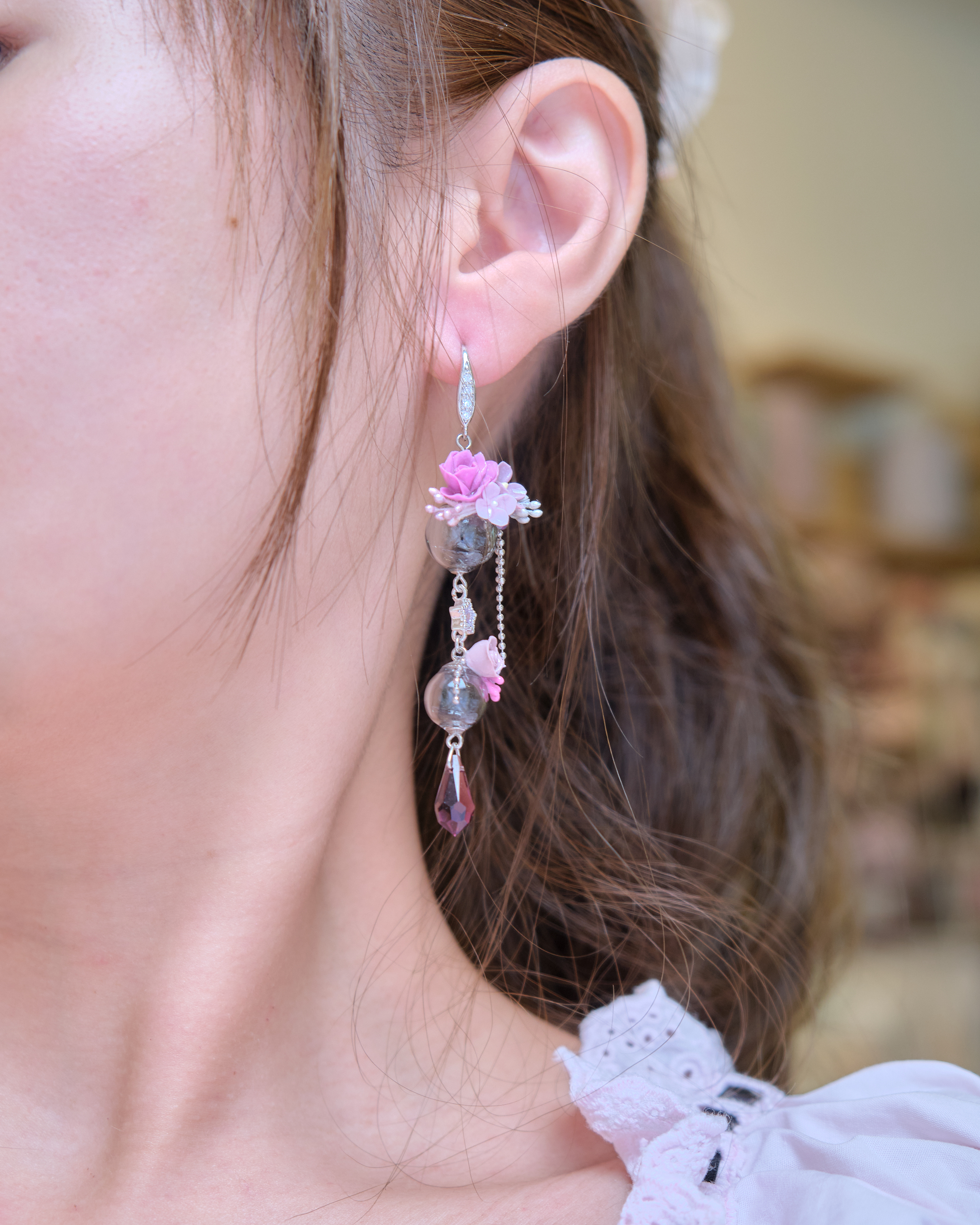 13949 Pom-Pom Glass Globe Earrings
