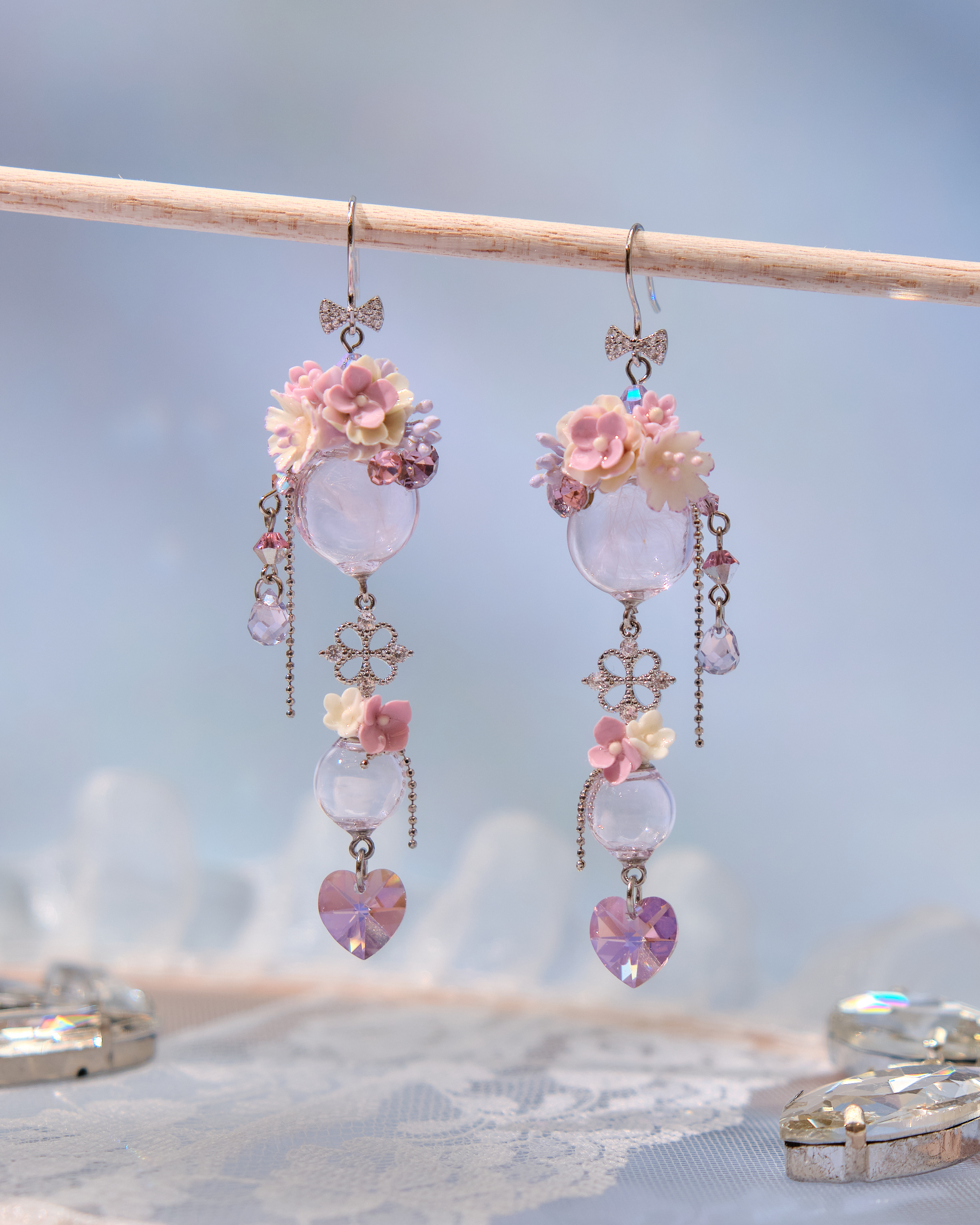 13948 Pom-Pom Glass Globe Earrings