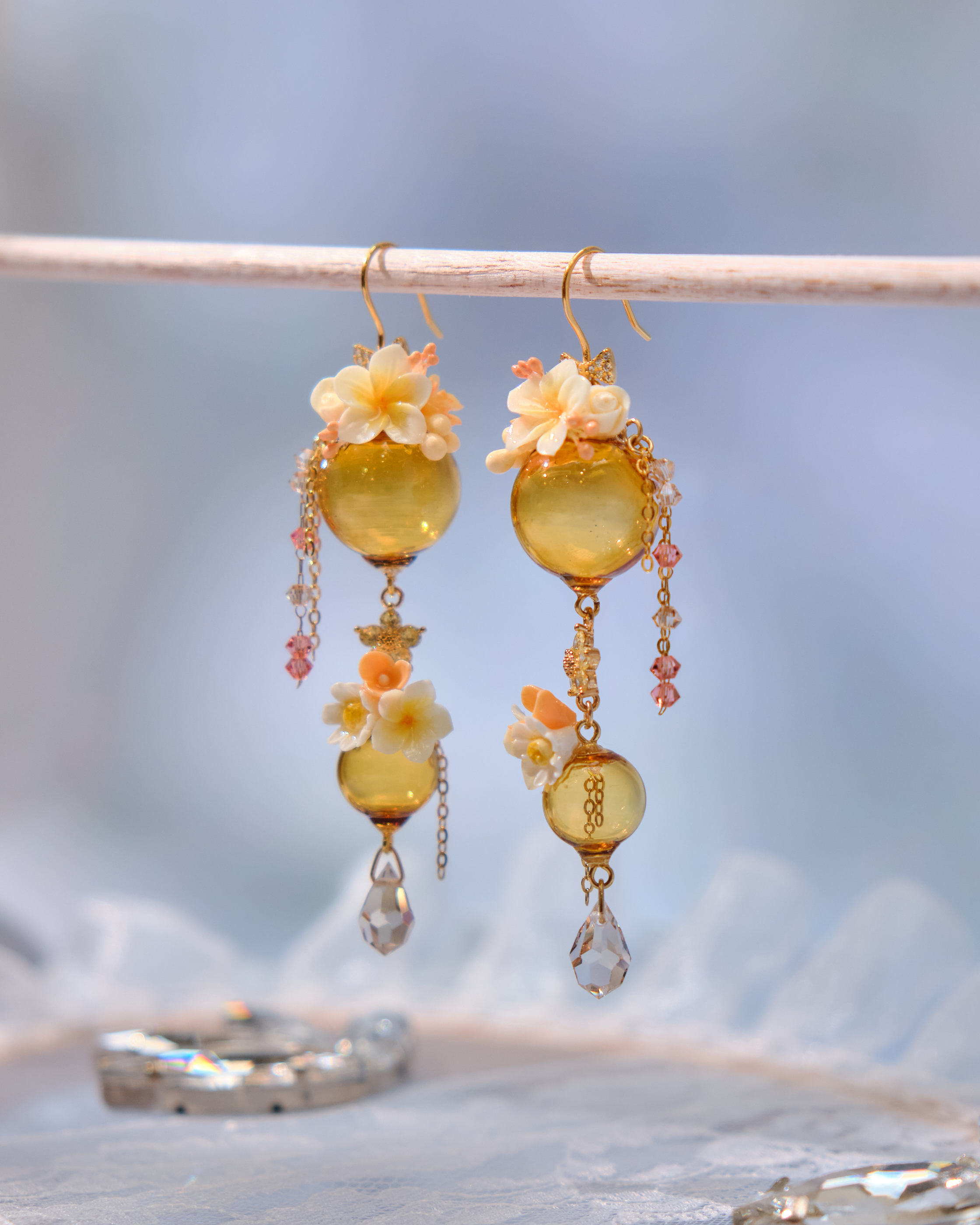 13947 Pom-Pom Glass Globe Earrings