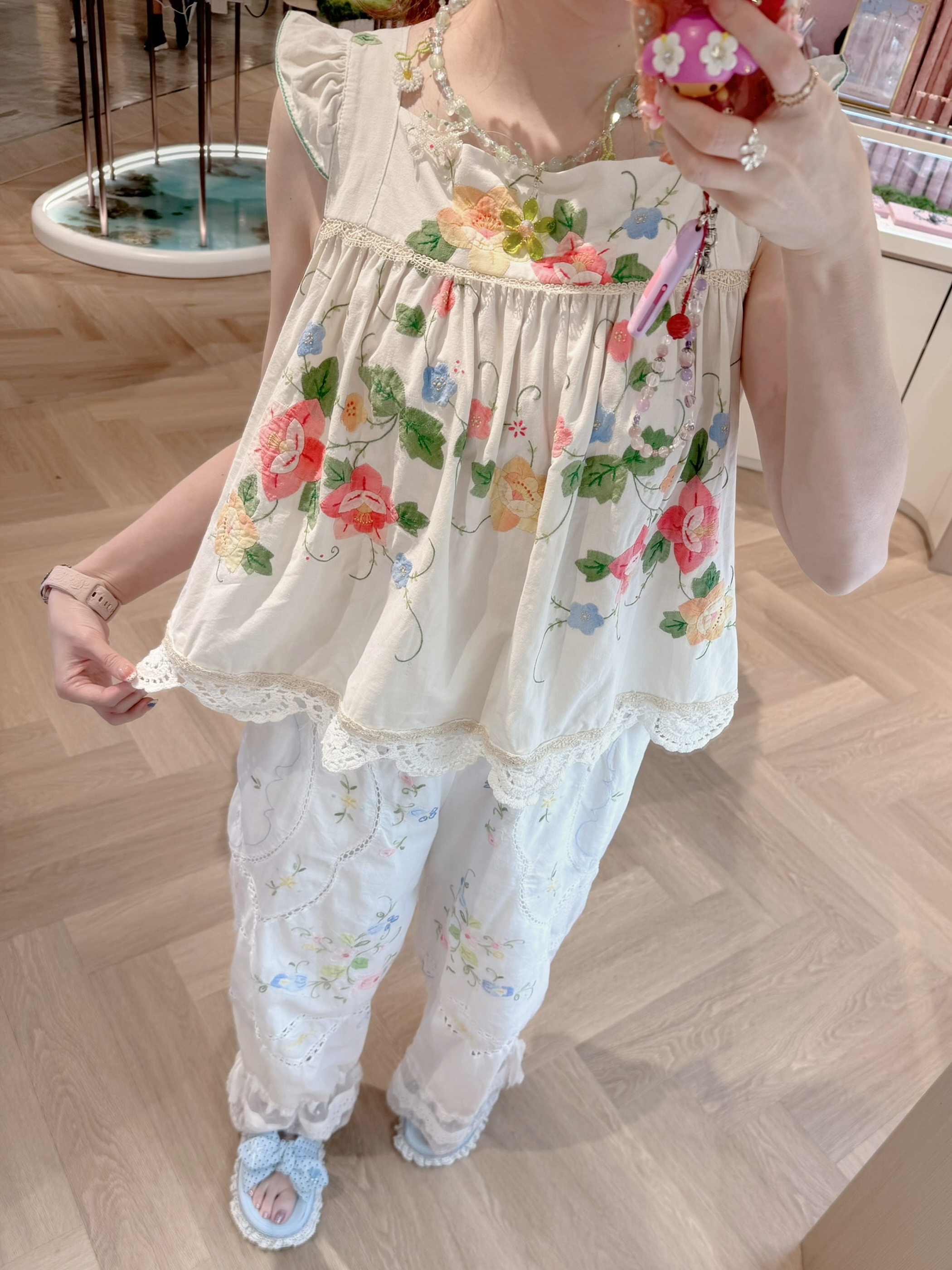 14020 Thai Embroidered Bow-Back Blouse