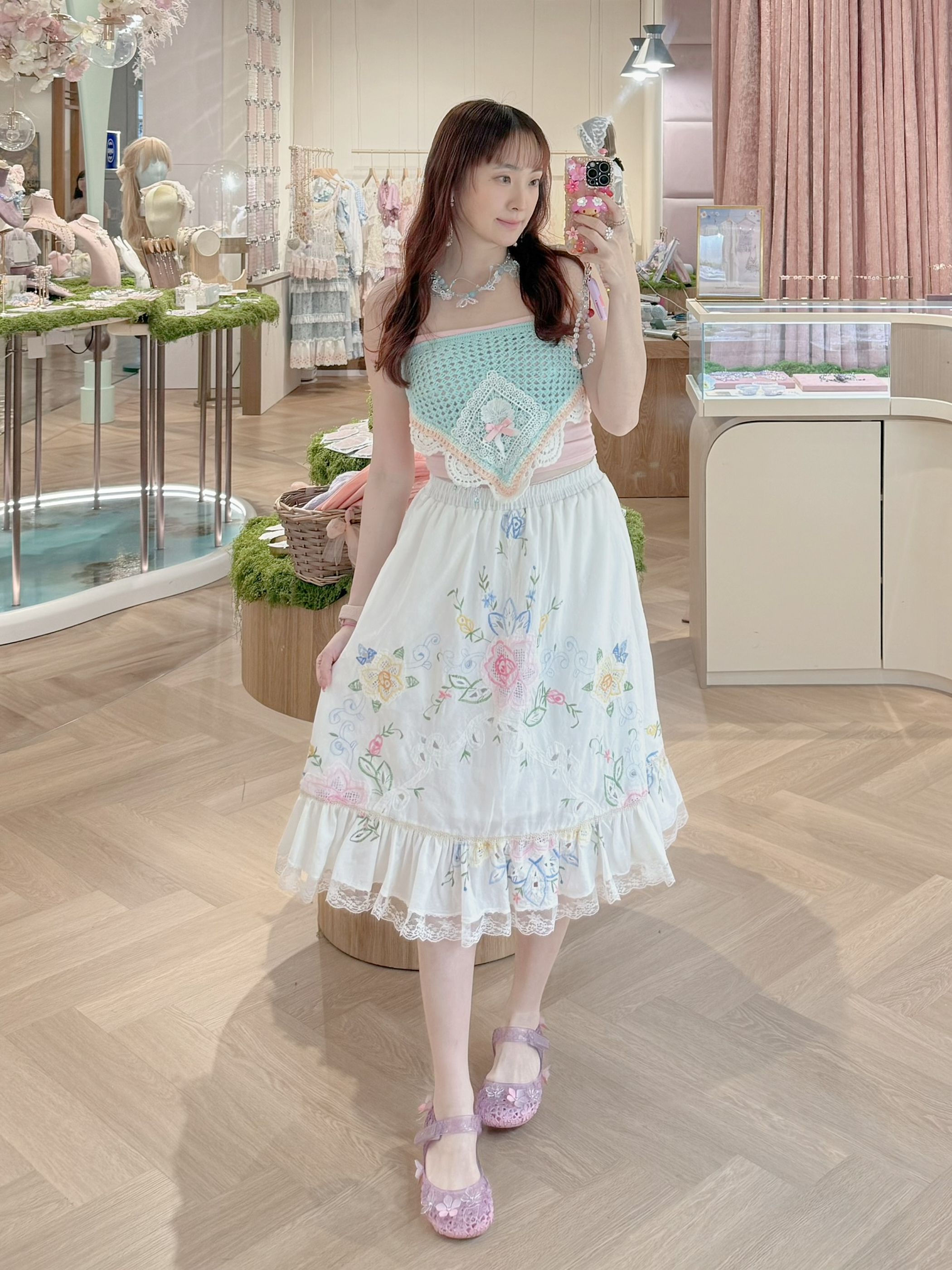 14016 Thai Embroidered Midi Skirt