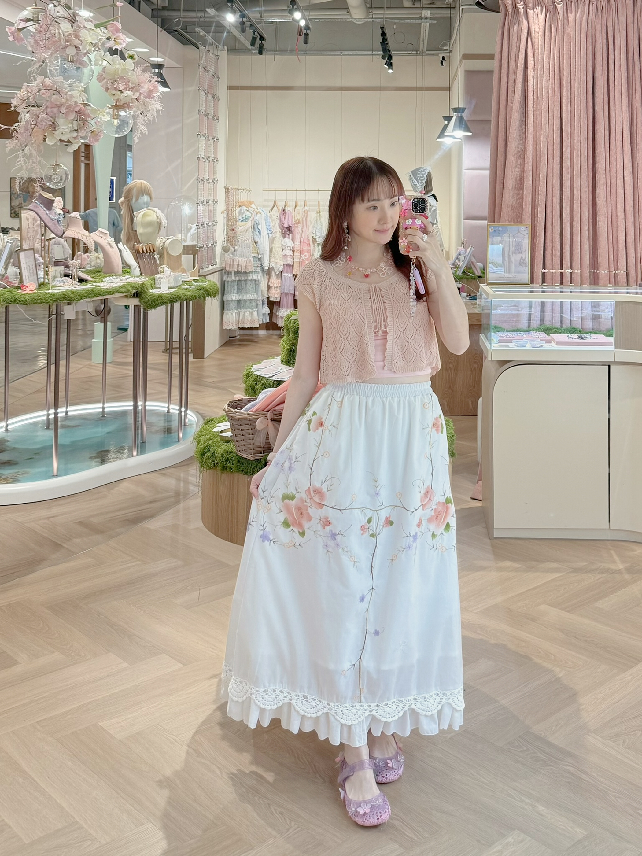 14017 Thai Embroidered Midi Skirt