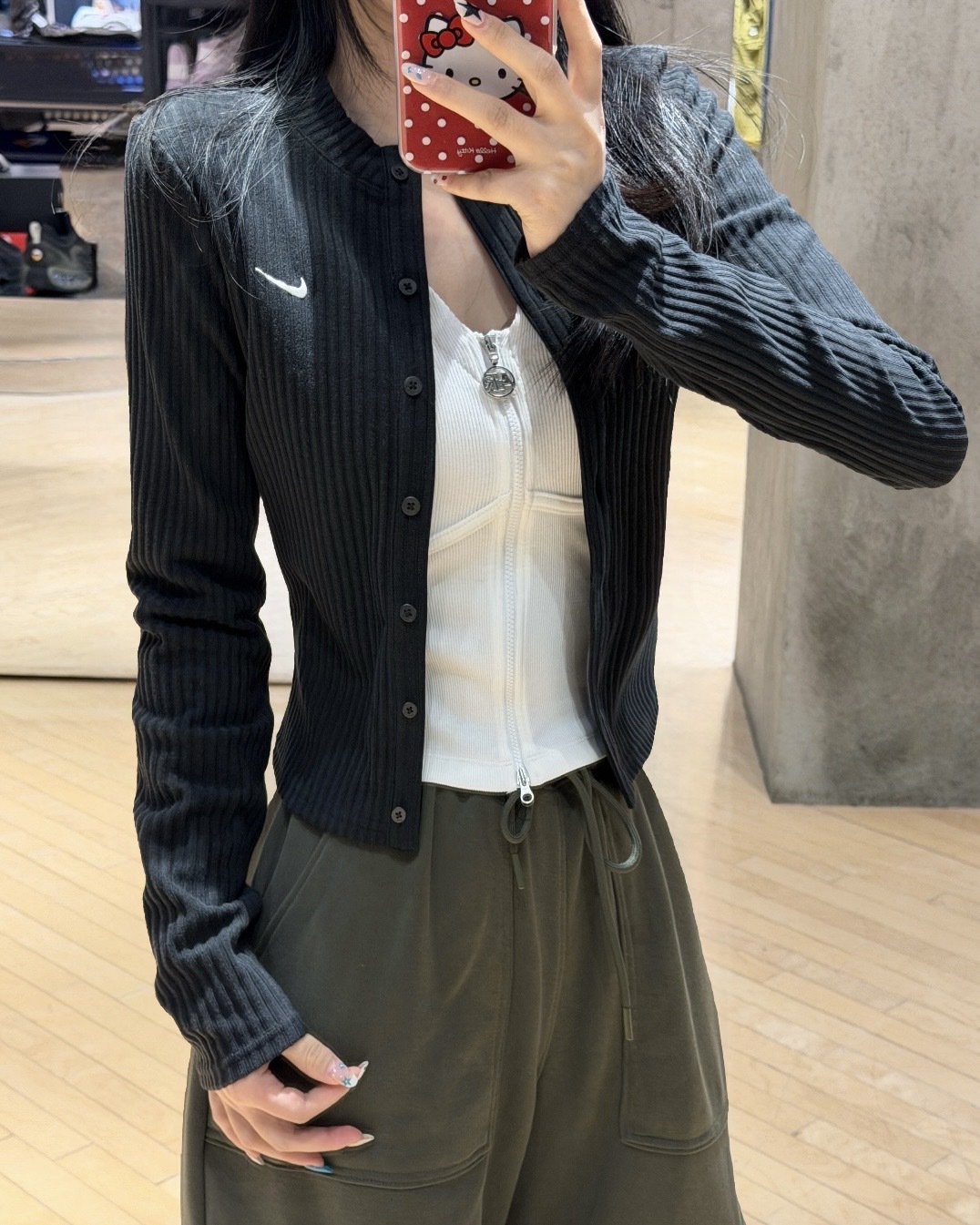 Nike 排扣針織上衣 黑