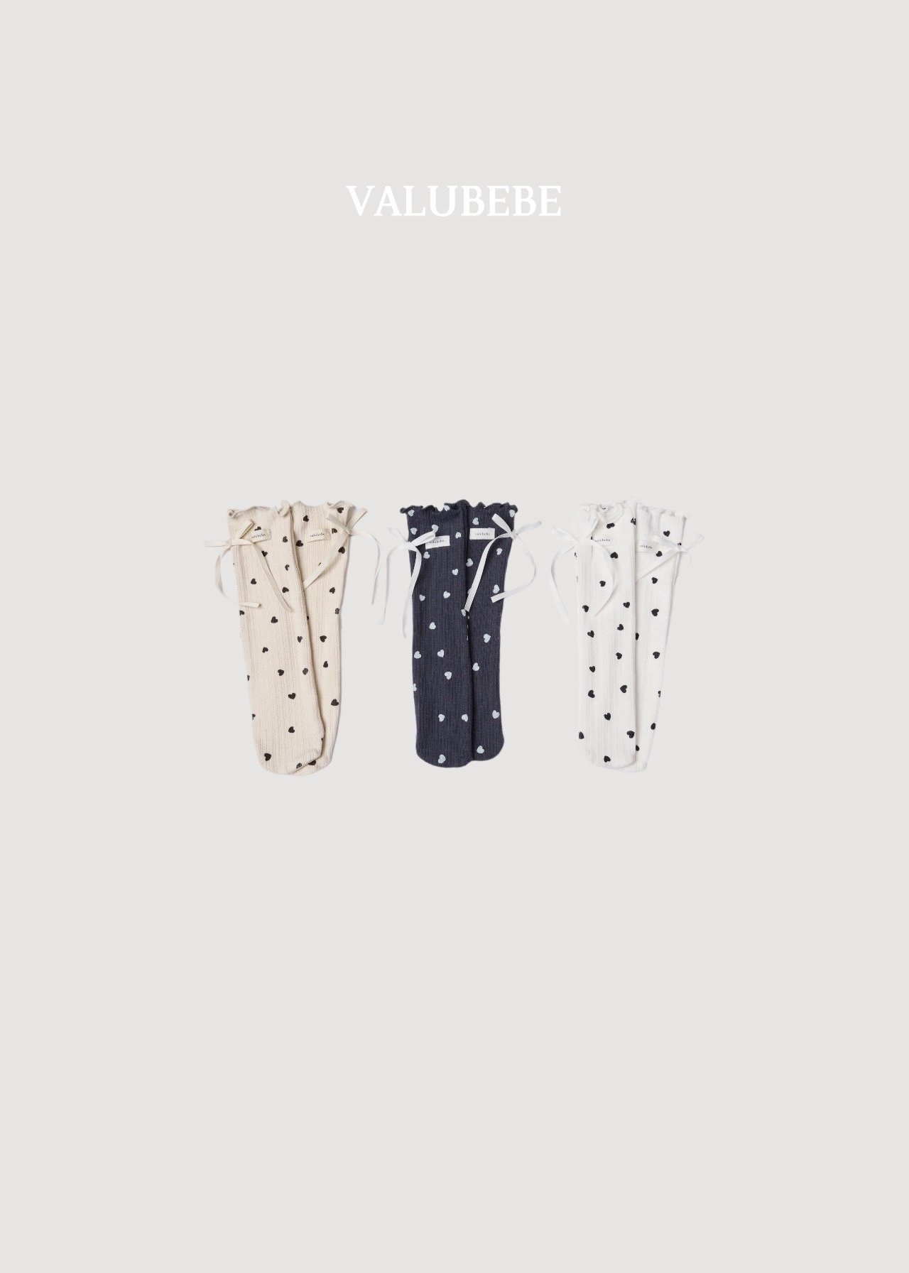 VALU BEBE Blanc Heart Roll Socks