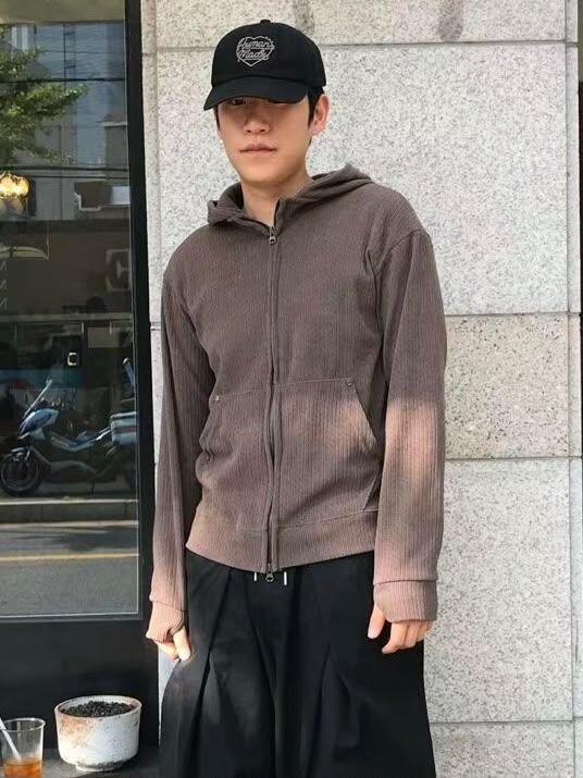暗直紋連帽拉鍊外套 GATHER-079JK