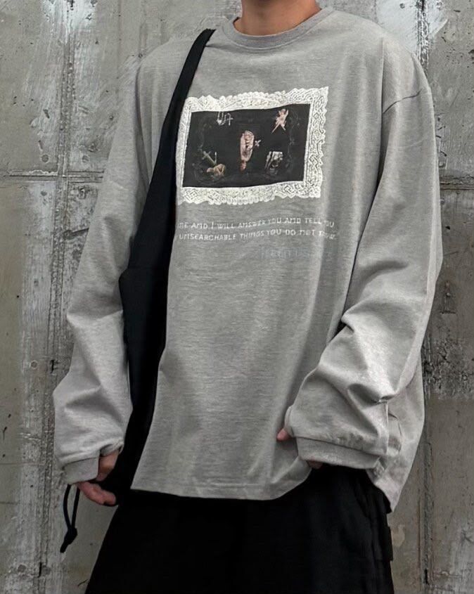 OverSize英文字圖案長袖衫 TAC-M-019T