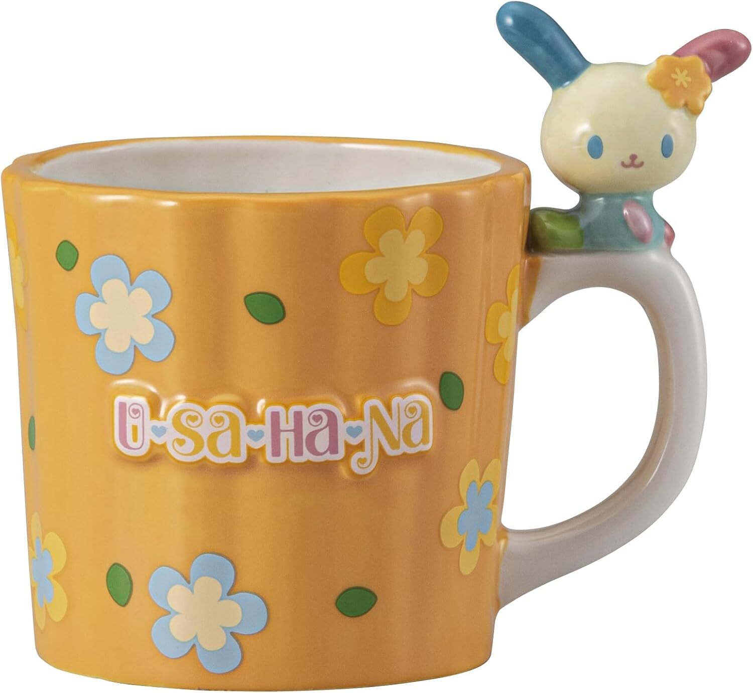日本 Sanrio Usahana 彩虹兔 陶瓷杯連立體公仔 (300ml)