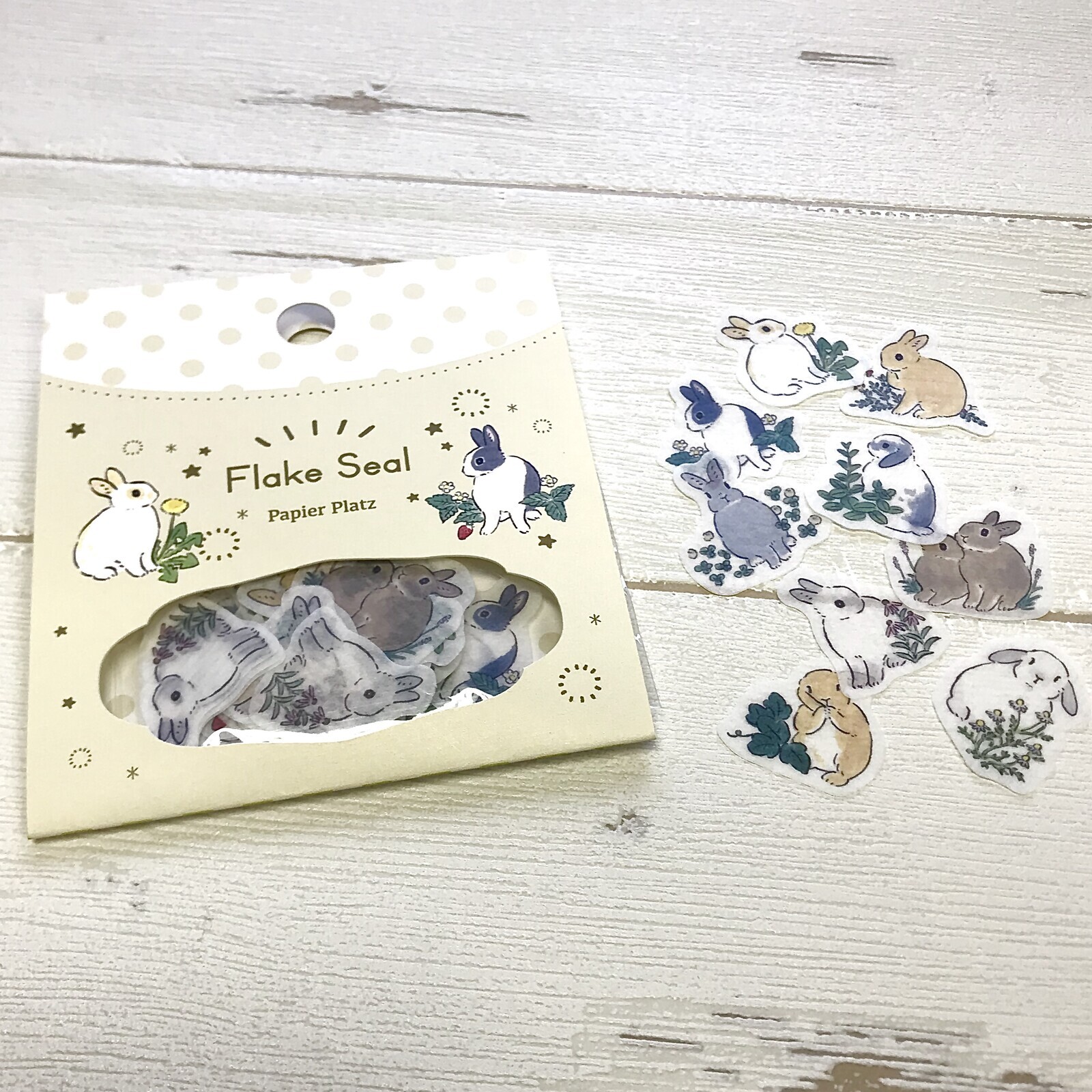 兔子和野花 54枚 和紙貼紙包 森山標子｜日本 PAPIER PLATZ